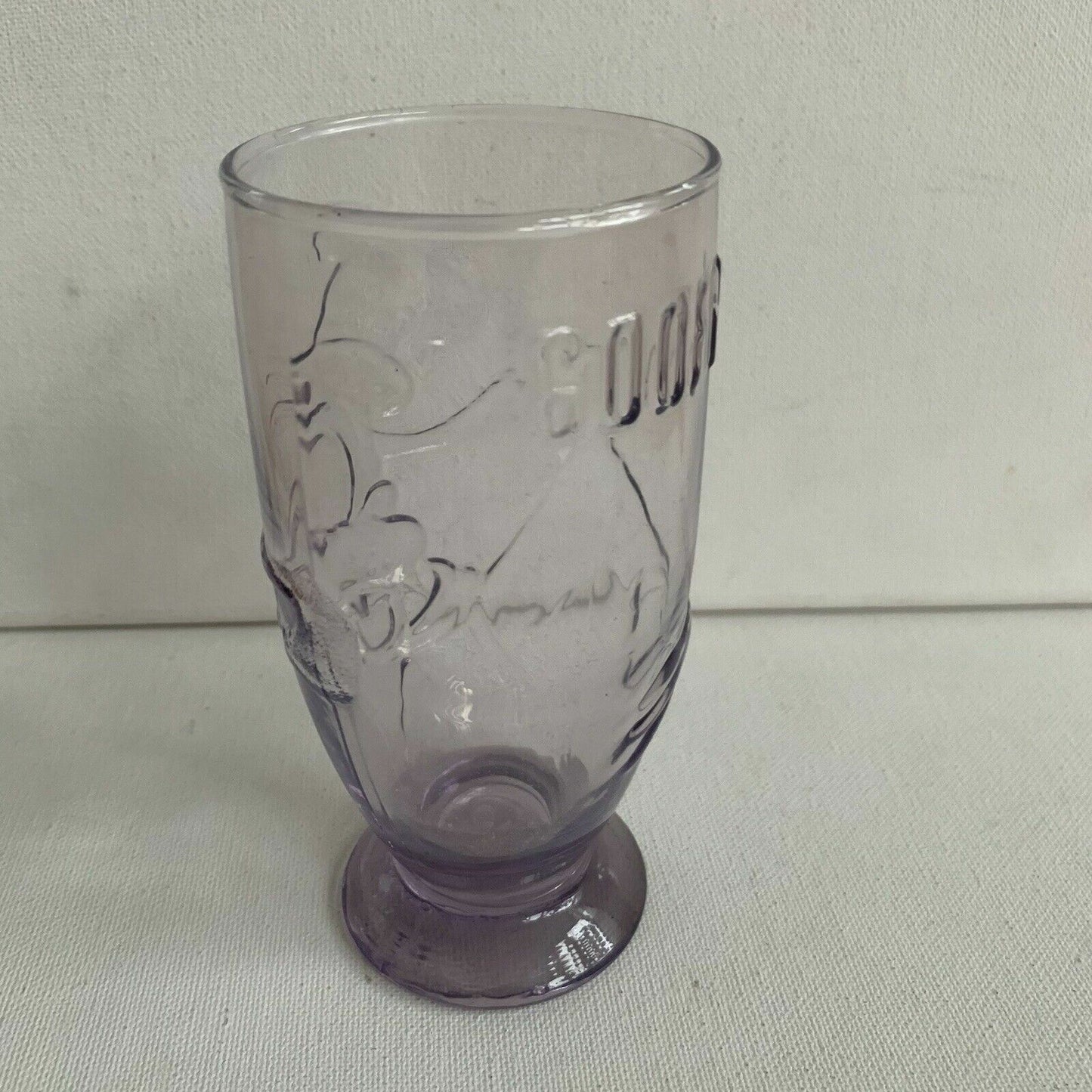 Disney Vintage Goofy Embossed / 3D Drinking Glass in Mauve