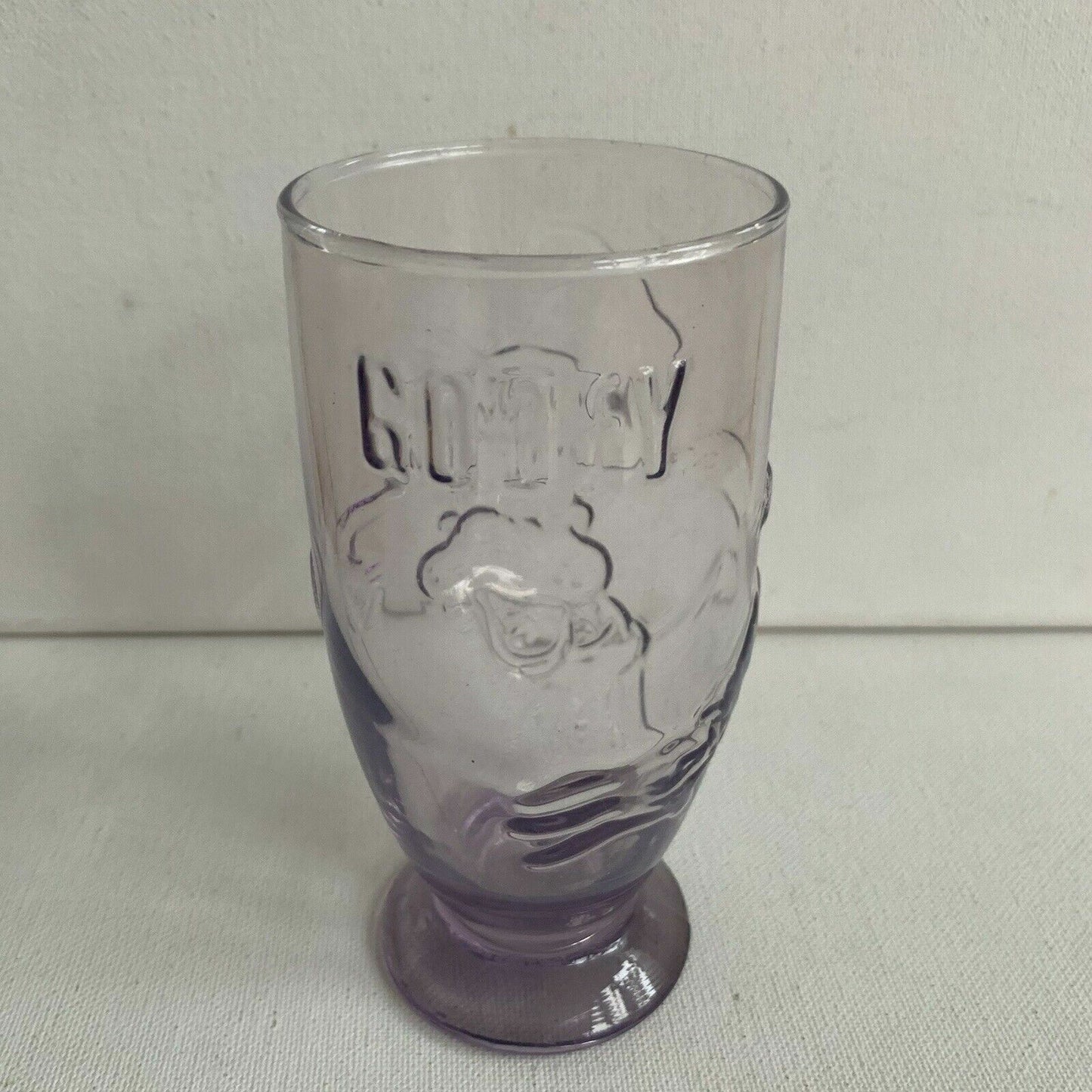 Disney Vintage Goofy Embossed / 3D Drinking Glass in Mauve