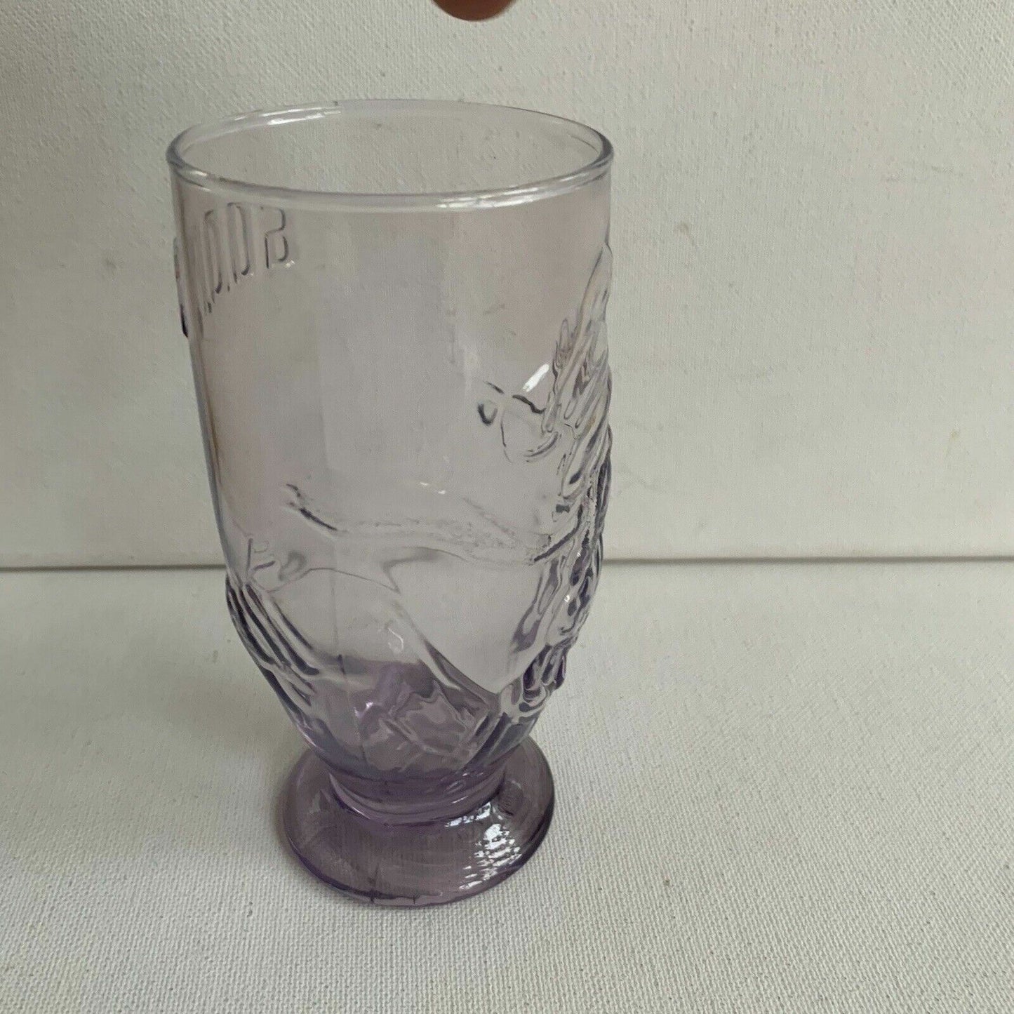Disney Vintage Goofy Embossed / 3D Drinking Glass in Mauve