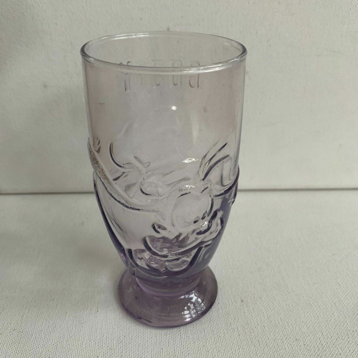 Disney Vintage Goofy Embossed / 3D Drinking Glass in Mauve