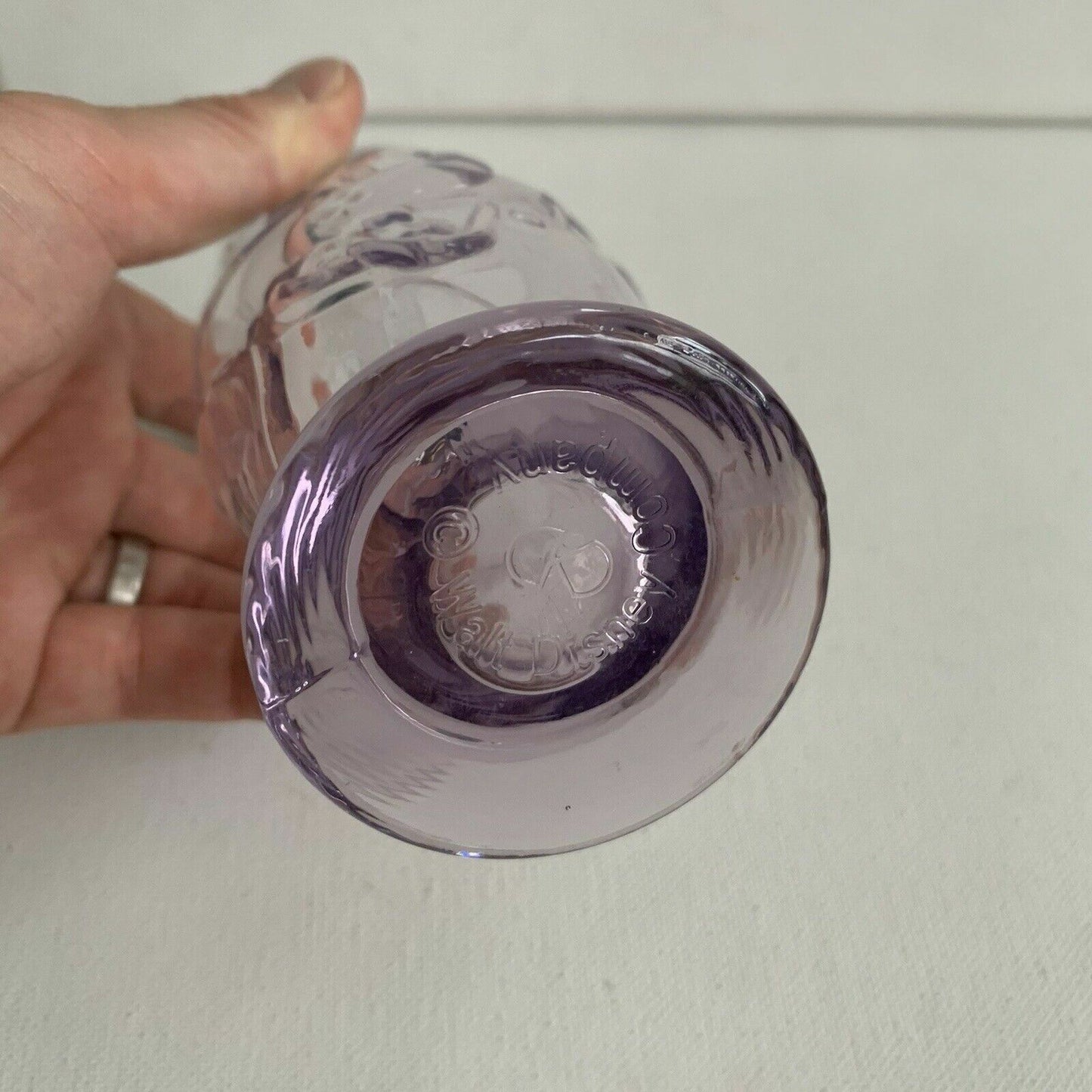 Disney Vintage Goofy Embossed / 3D Drinking Glass in Mauve