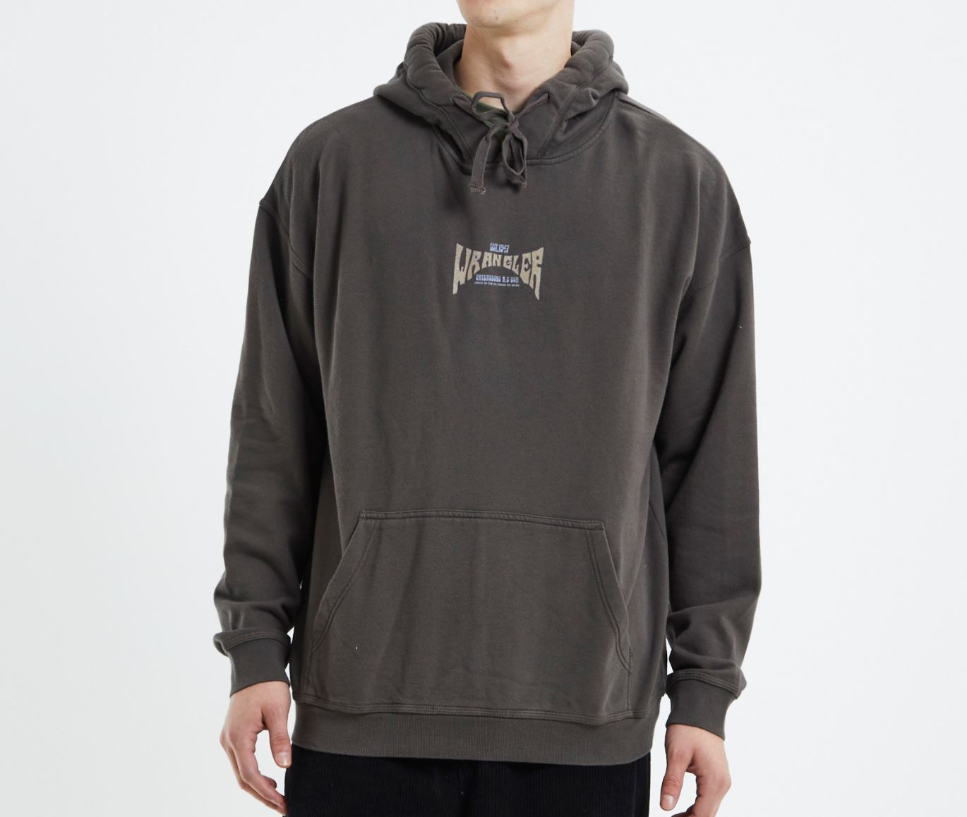 Wrangler Graphic Print Slouch Hoodie Slate Grey Size Large