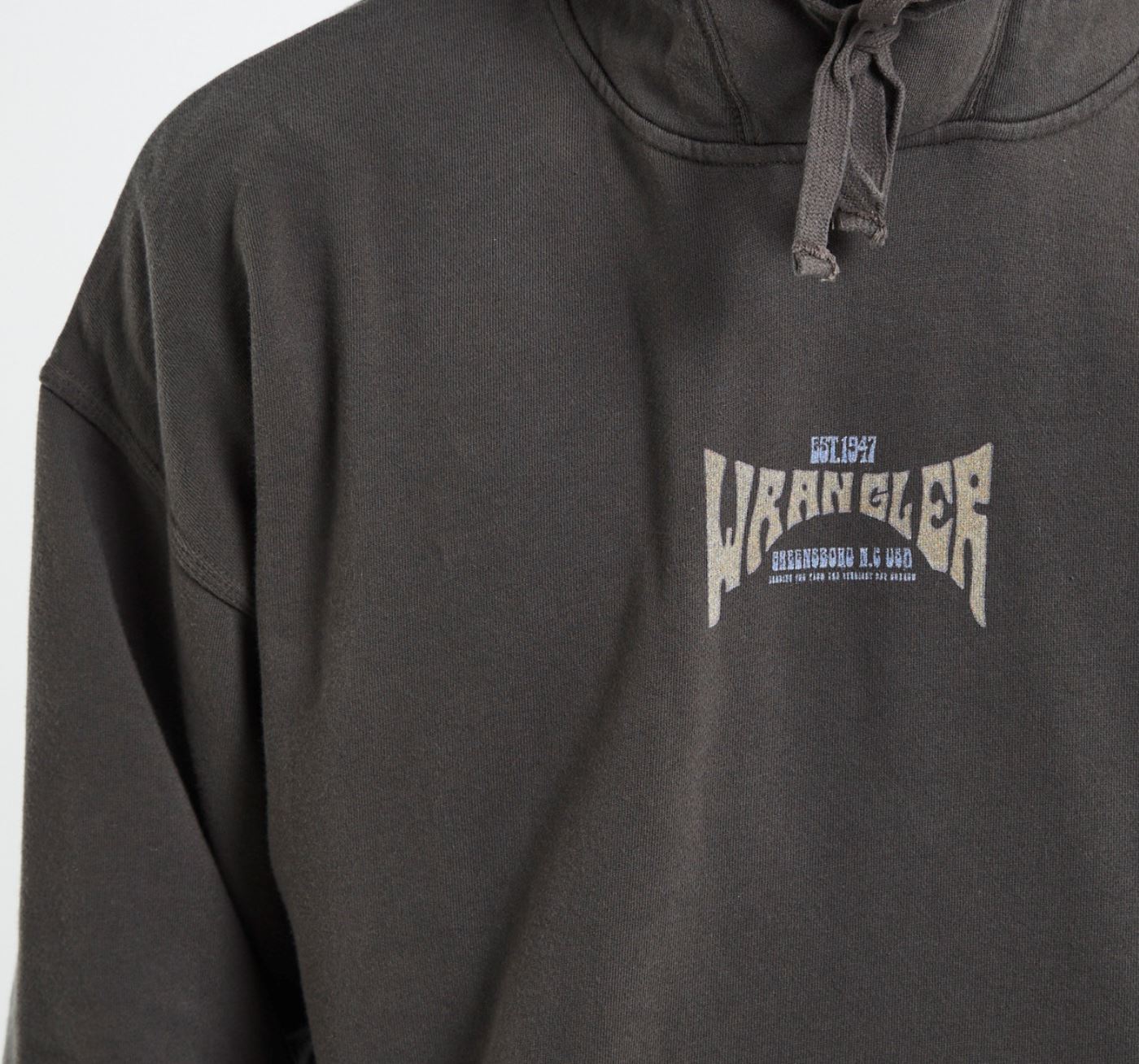 Wrangler Graphic Print Slouch Hoodie Slate Grey Size Large