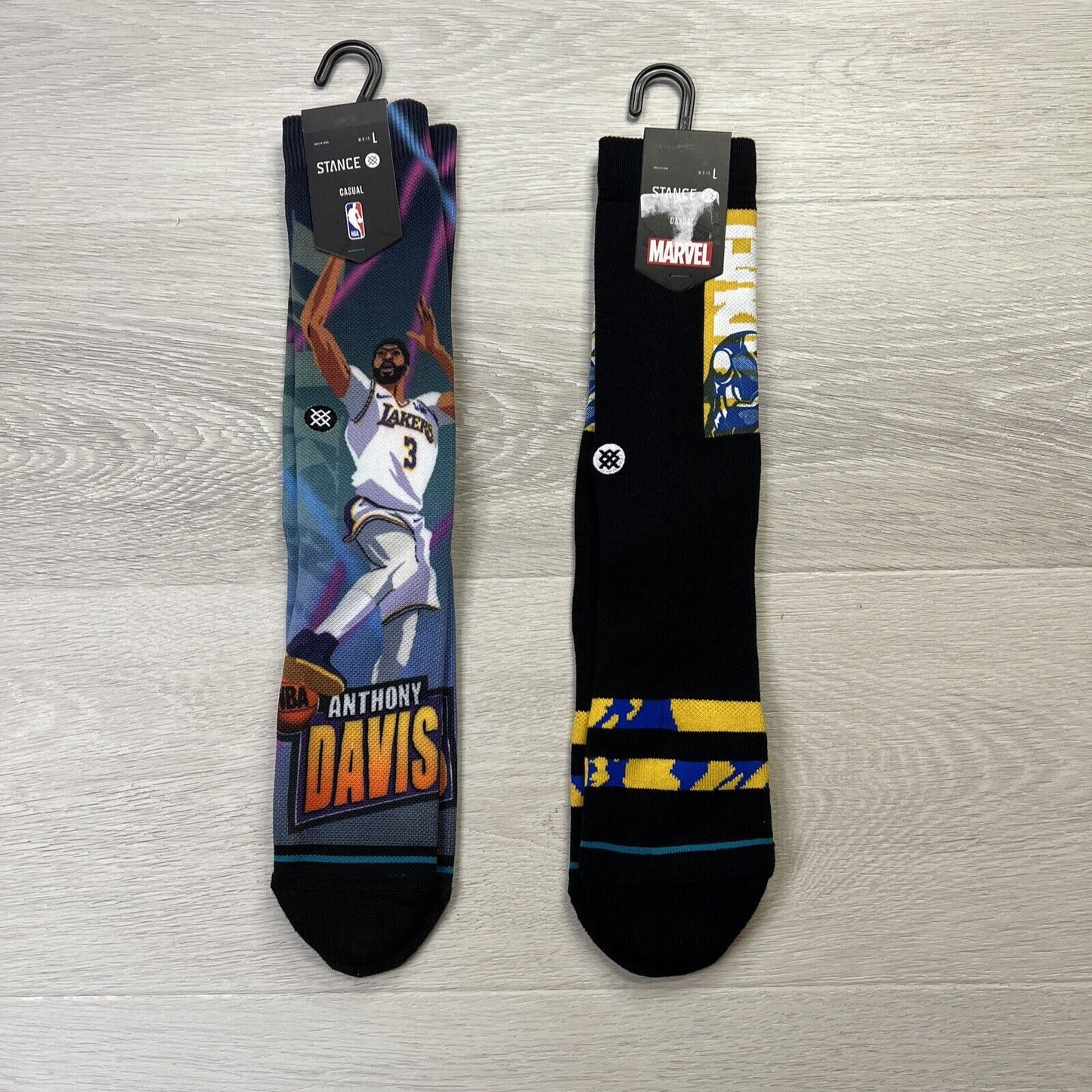 Stance Performance Socks Size Large (US 9-13) 2 Pairs Iron Man & Anthony Davis
