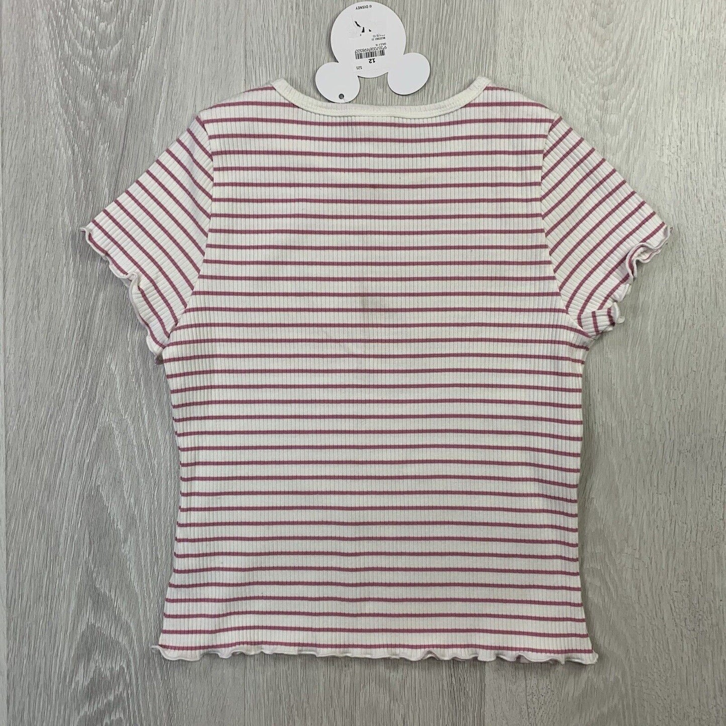 Disney Mickey Mouse Girls Striped & Ribbed T-Shirt Size 12 Tee Shirt