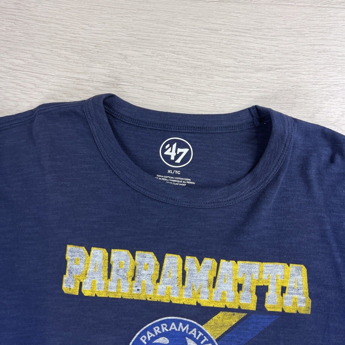 '47 Parramatta Eels NRL Mens Navy Blue Vintage Design T-Shirt Size XL