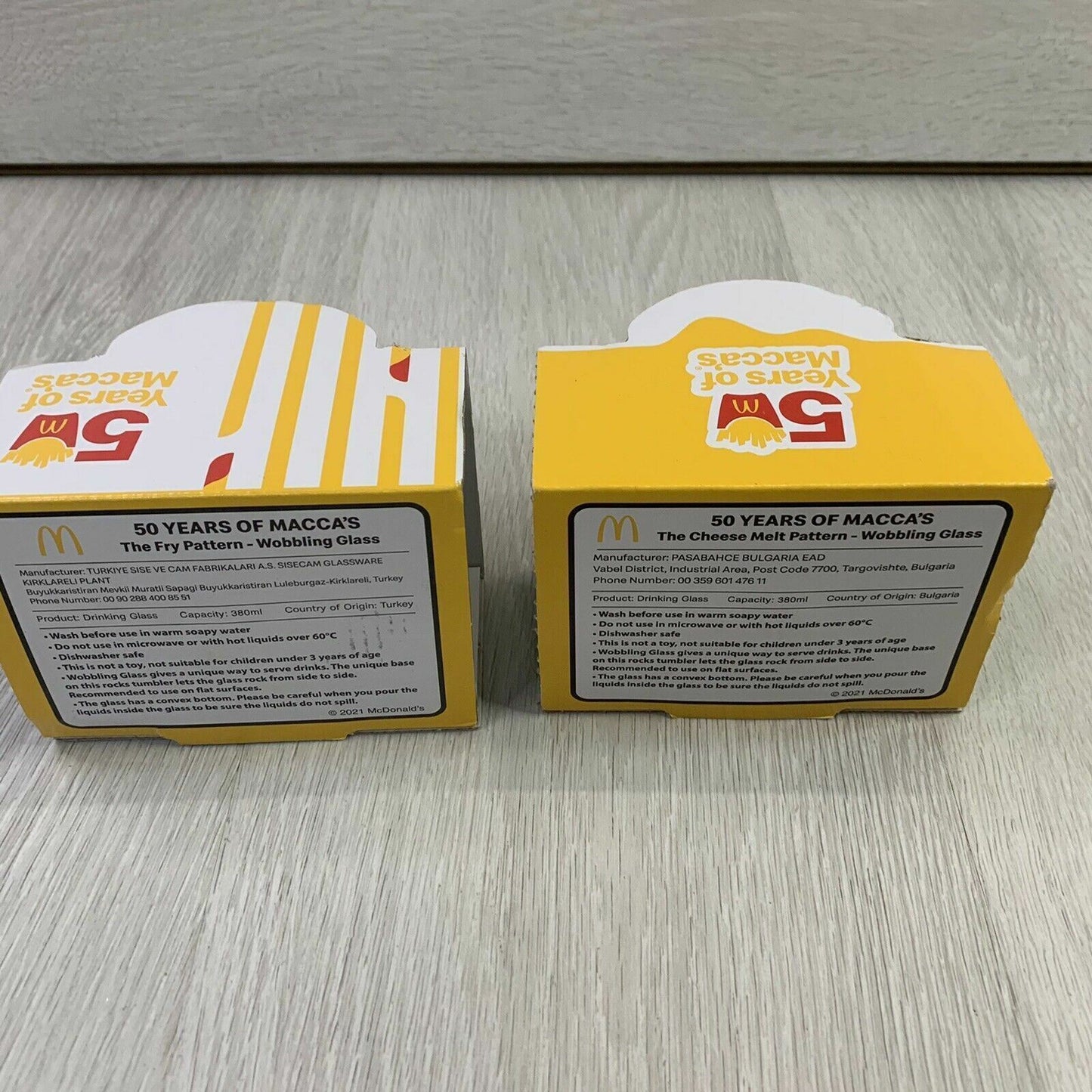 50 Years of Macca's Wobbling Glasses - The Fry Pattern & The Cheese Melt Pattern