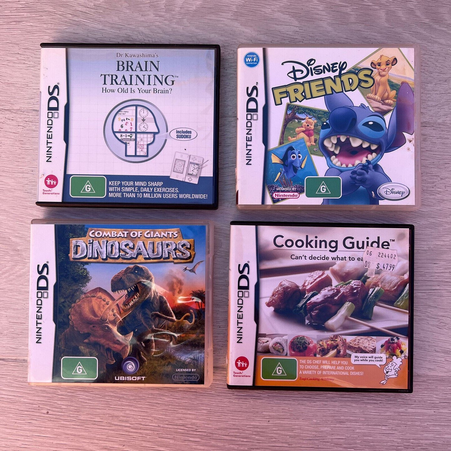 Nintendo DS Game Bundle - Disney Friends, Combat of Giants: Dinosaurs, Brain Tra