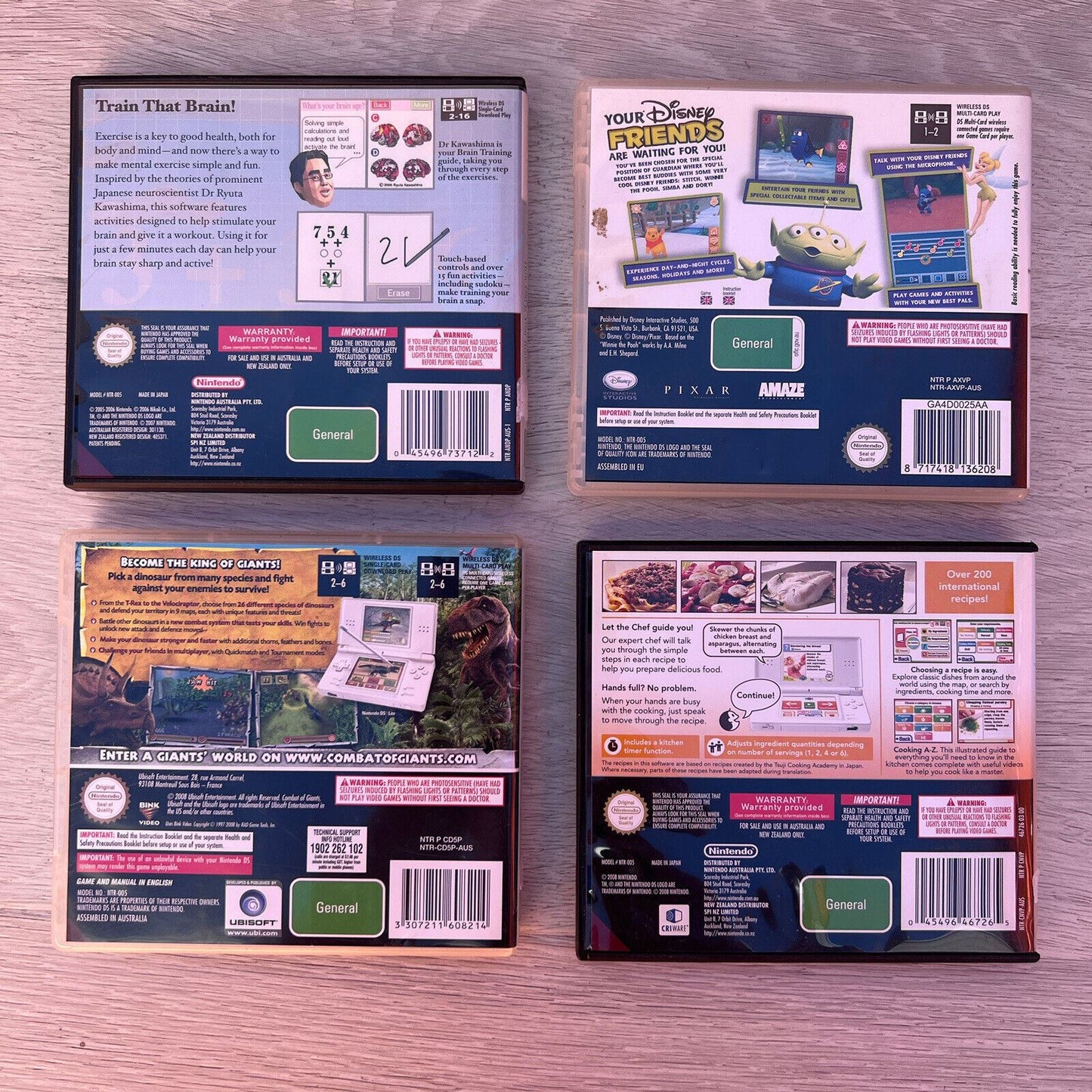 Nintendo DS Game Bundle - Disney Friends, Combat of Giants: Dinosaurs, Brain Tra