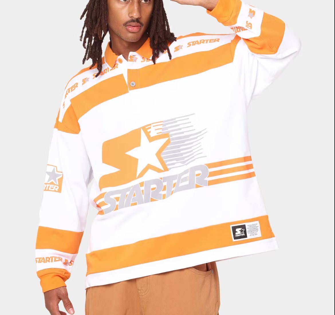Starter Premium Orange & White Pullover Shirt Size L