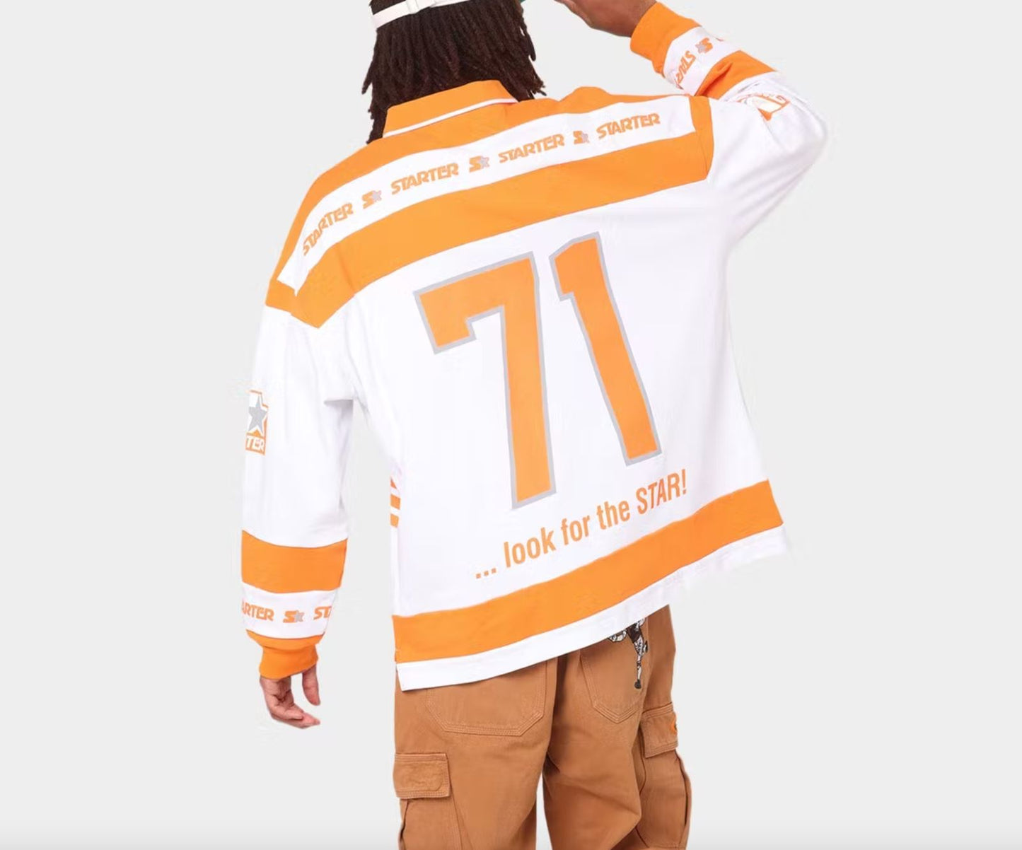 Starter Premium Orange & White Pullover Shirt Size L