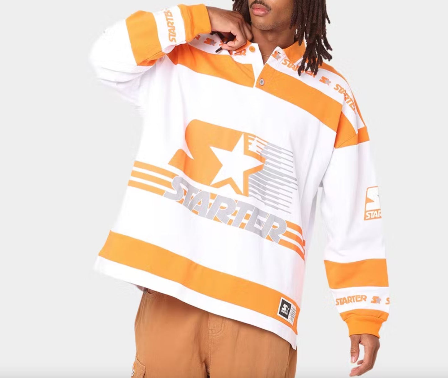 Starter Premium Orange & White Pullover Shirt Size L