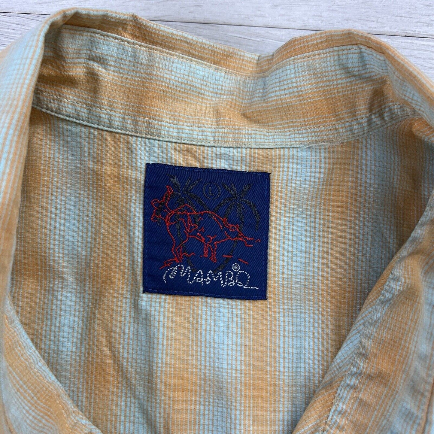 Vintage Mambo Checkered Button Up Mens Shirt Size Large