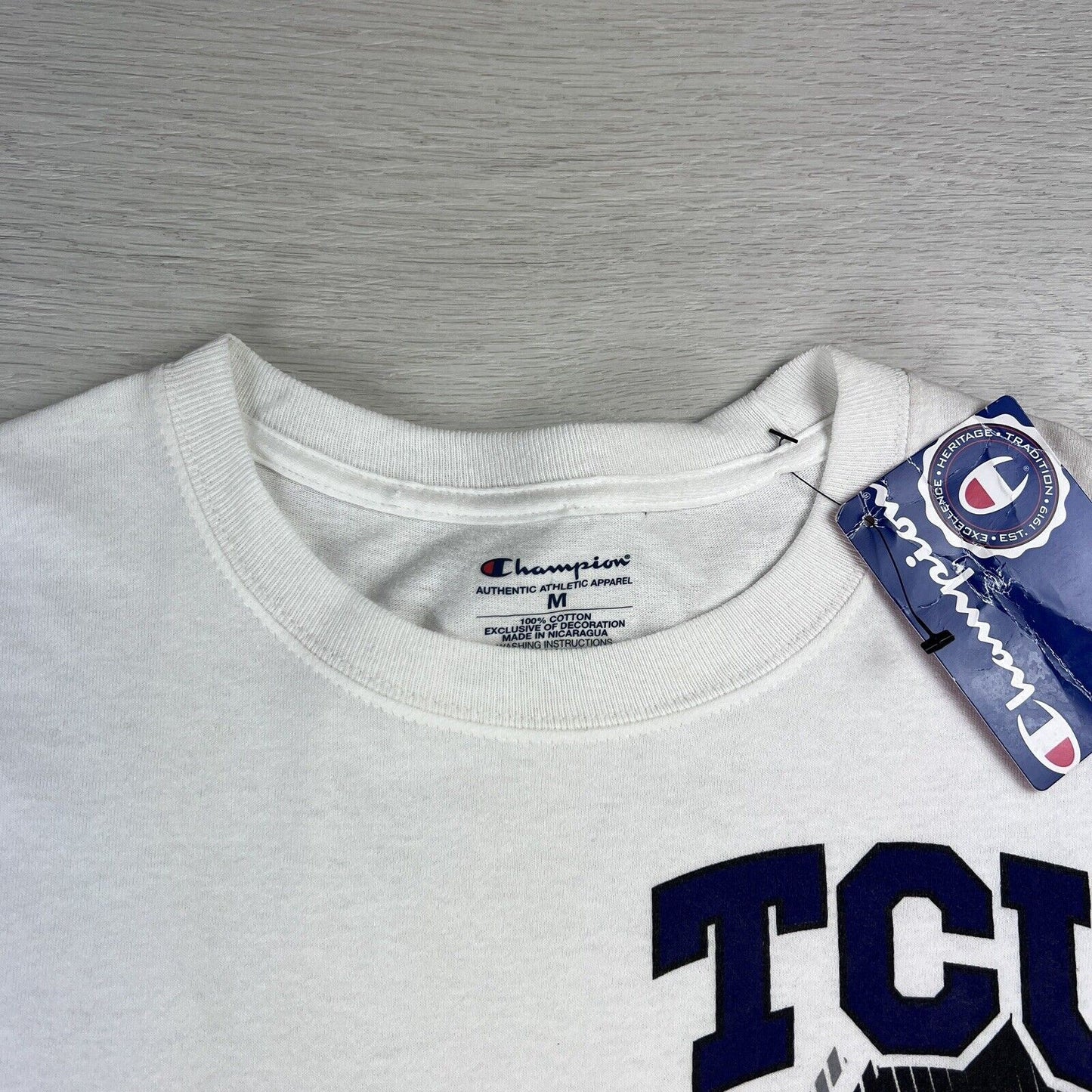 Champion Texas Christian University TCU Horned Frogs White T-Shirt Size M