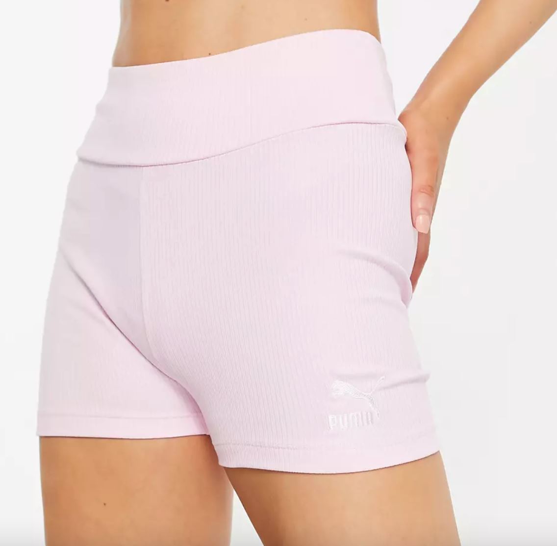 Puma Womens Ribbed Pink Short Tight Size Medium