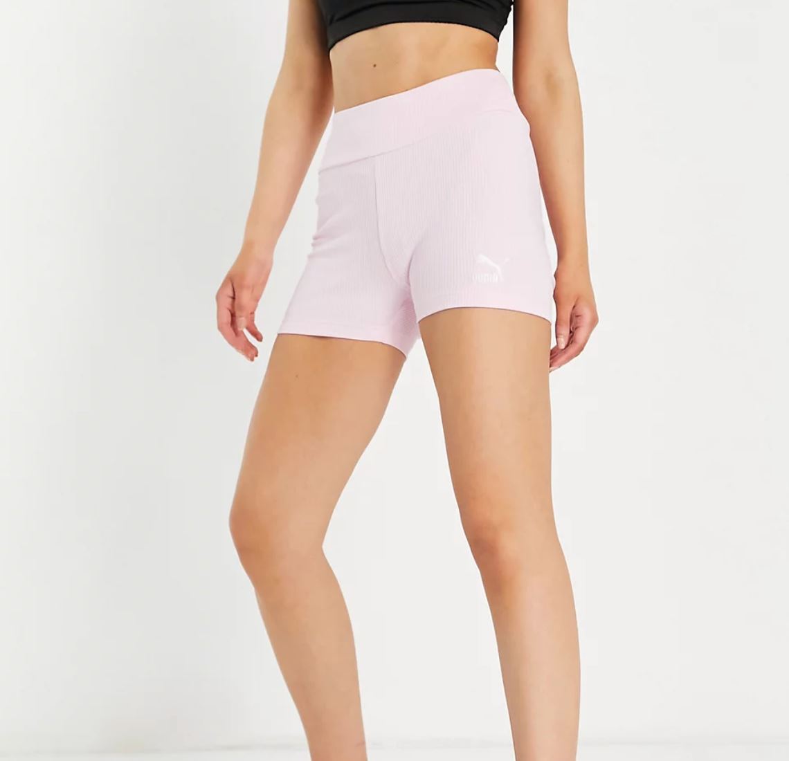 Puma Womens Ribbed Pink Short Tight Size Medium