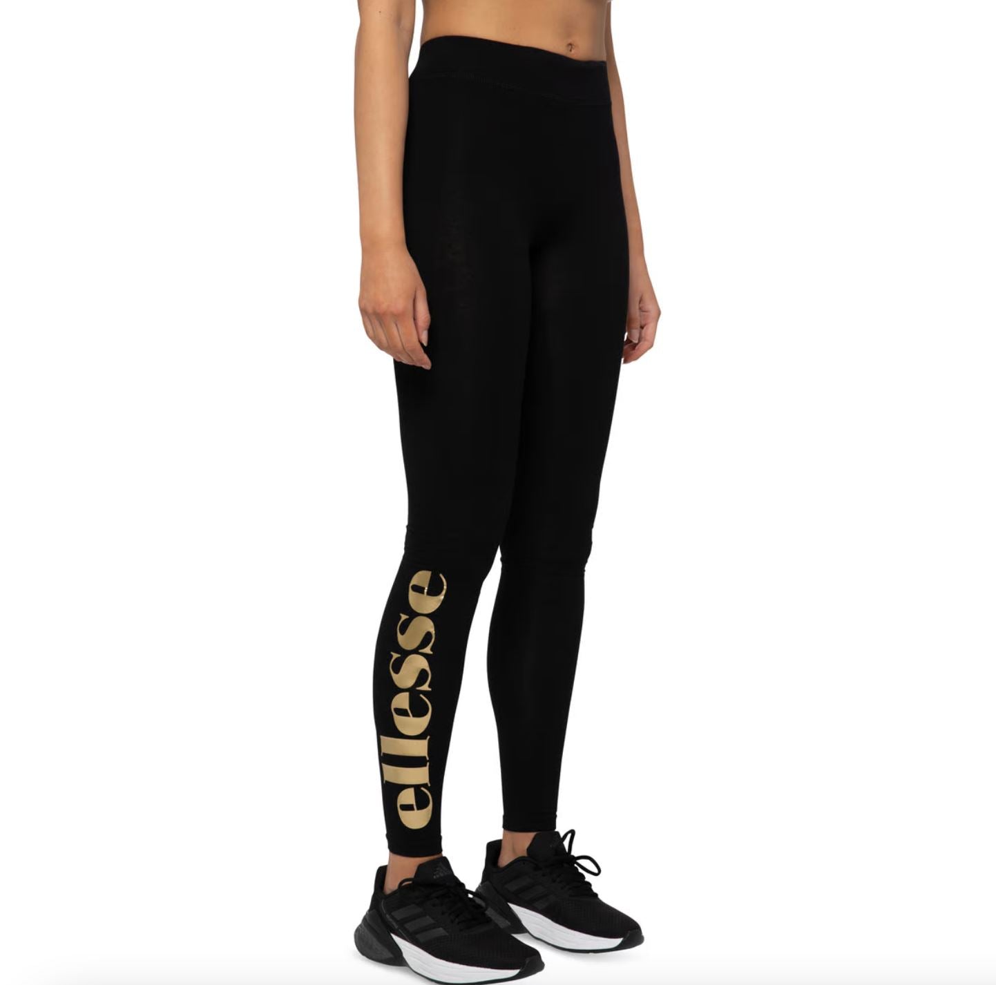 Ellesse Womens Black Leggings with Gold Print Size 6UK