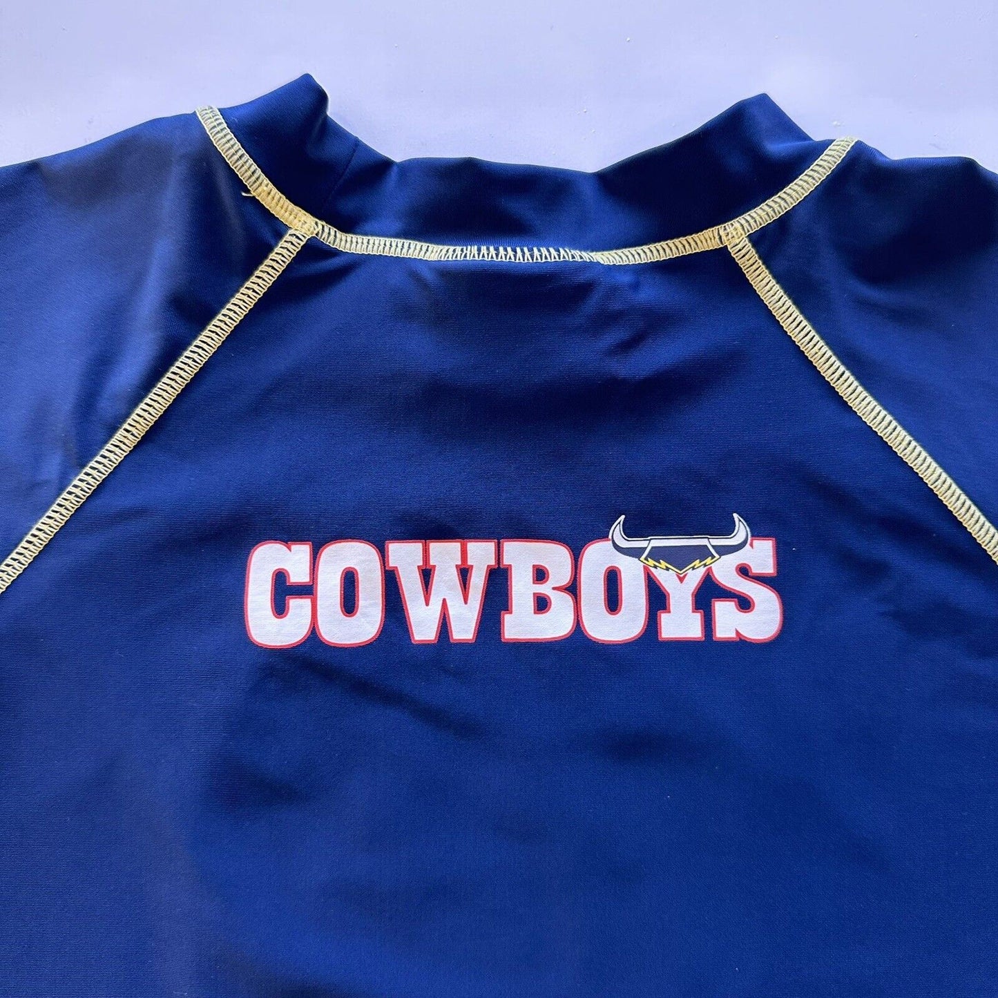 NRL Queensland Cowboys Boys Rash Shirt Swim Shirt Size 14 Years (Pre-owned)