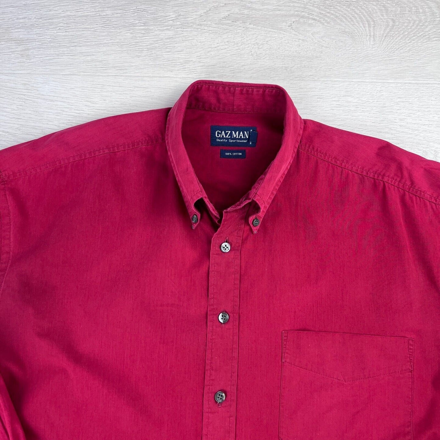 Gaz Man Red 100% Cotton Long Sleeve Button Up Shirt Size XL
