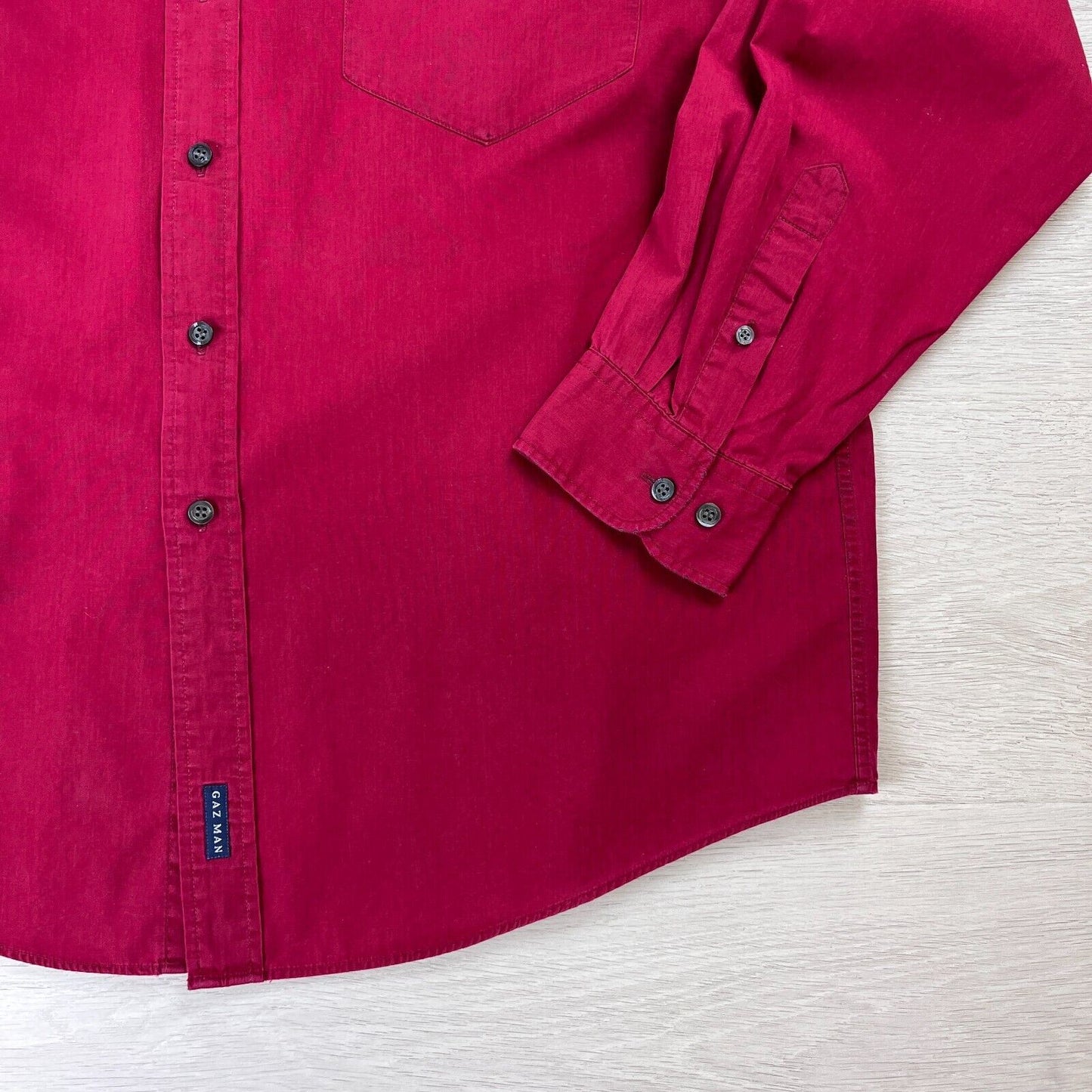 Gaz Man Red 100% Cotton Long Sleeve Button Up Shirt Size XL