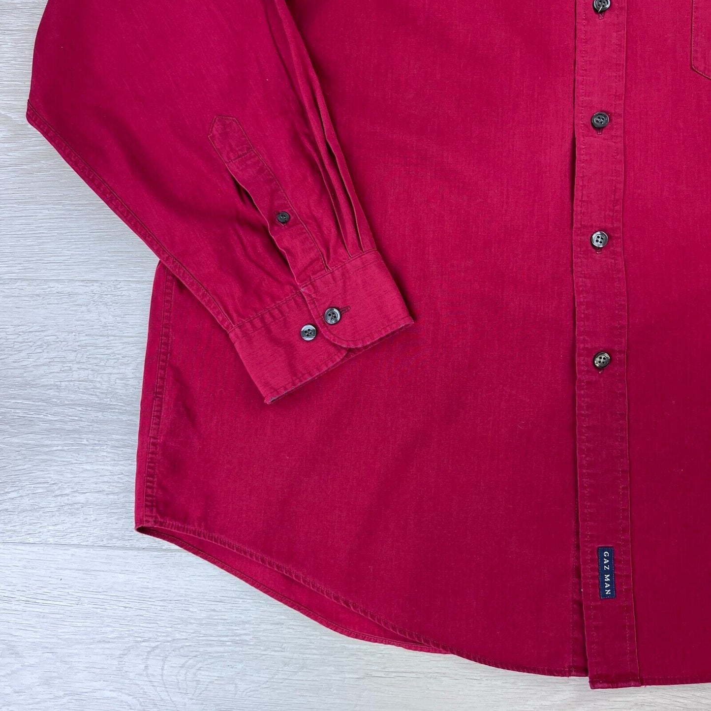 Gaz Man Red 100% Cotton Long Sleeve Button Up Shirt Size XL