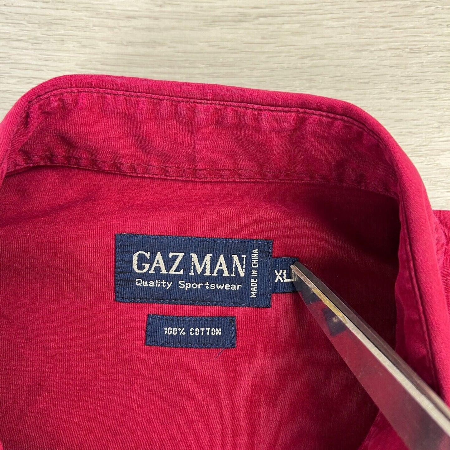Gaz Man Red 100% Cotton Long Sleeve Button Up Shirt Size XL