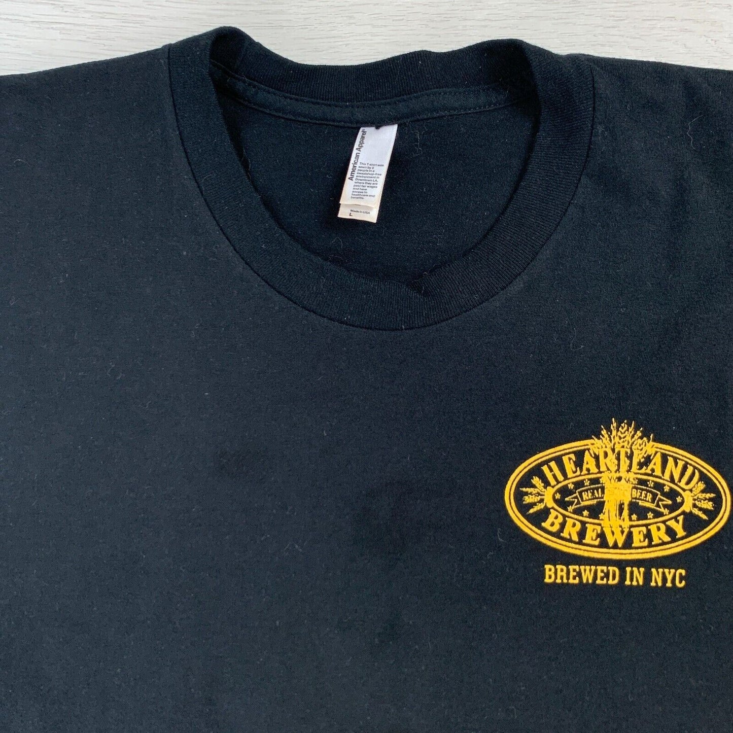 Heartland Brewery NYC New York Mens Black T-Shirt Size Large