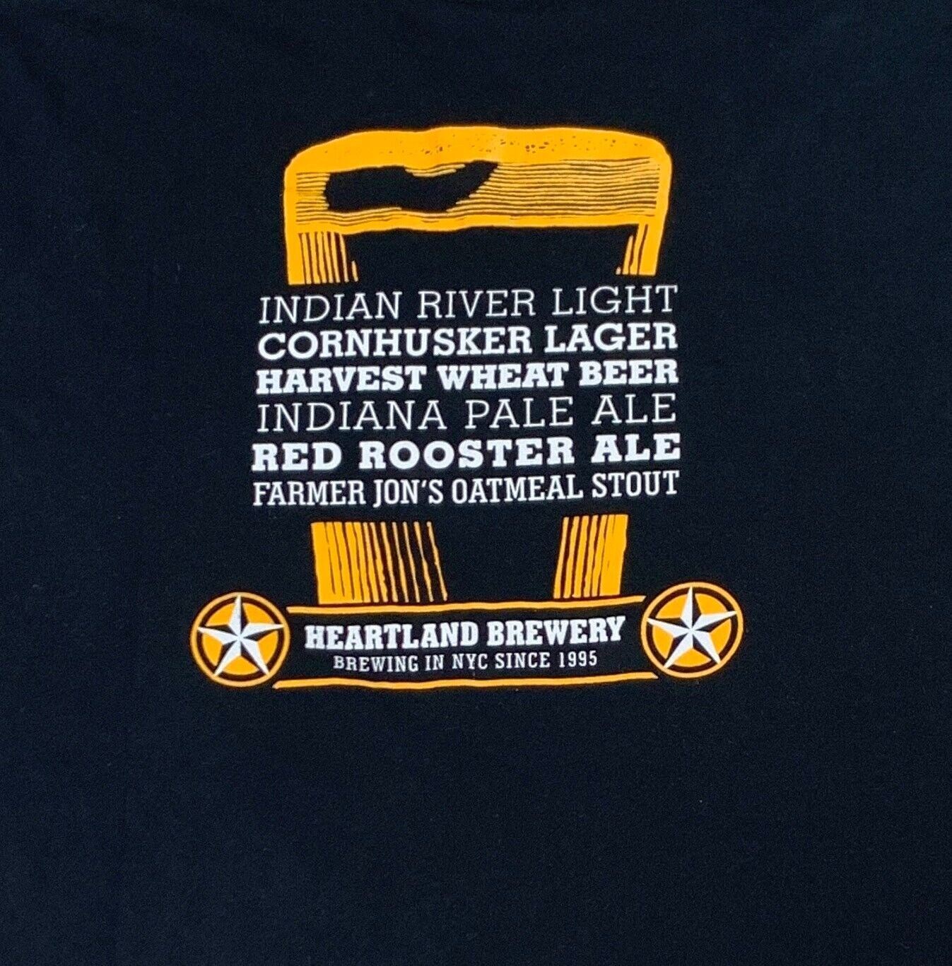Heartland Brewery NYC New York Mens Black T-Shirt Size Large
