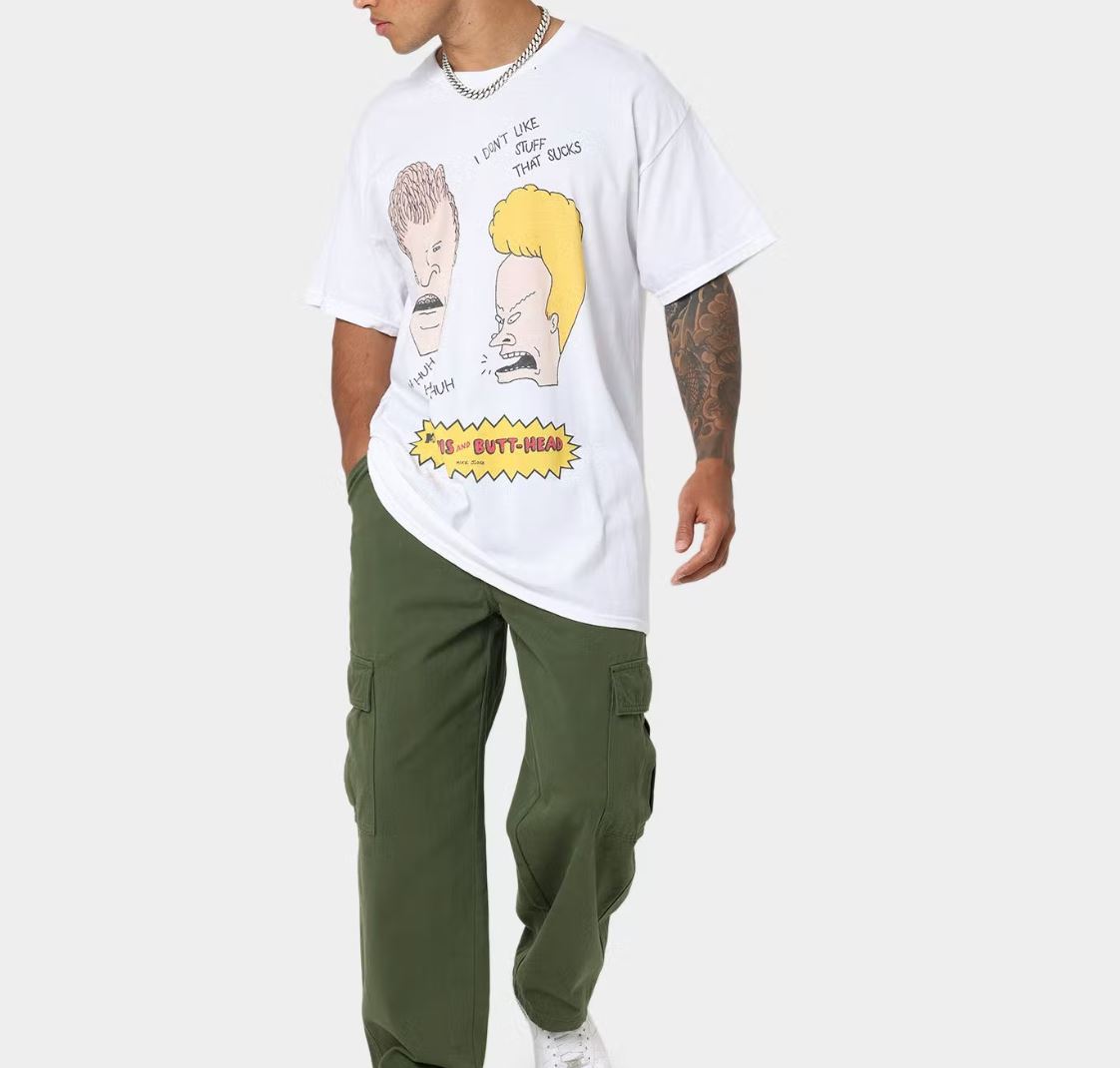 American Thrift X Beavis & Butthead Stuff Sucks Mens White T-Shirt Size Large