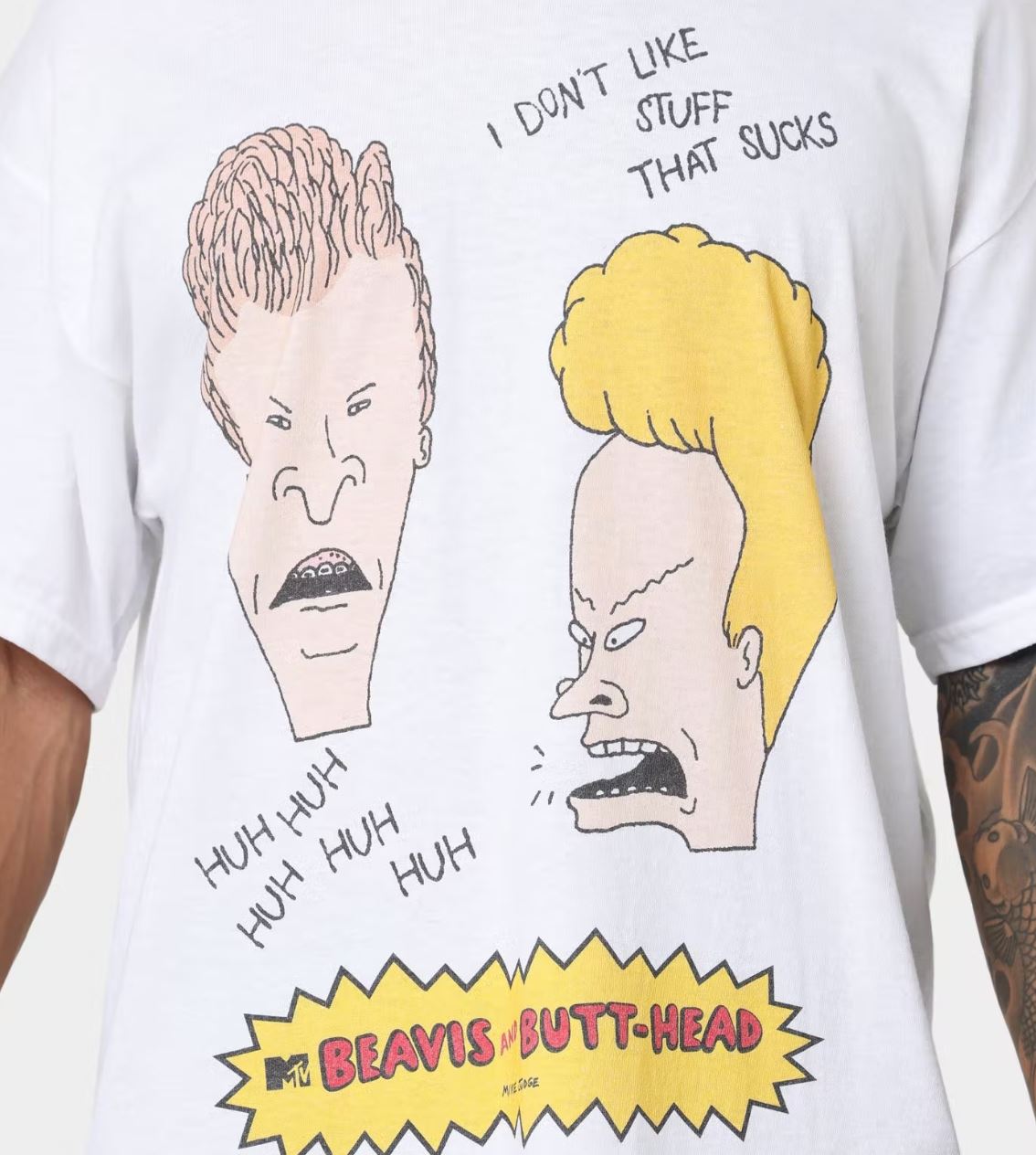 American Thrift X Beavis & Butthead Stuff Sucks Mens White T-Shirt Size Large