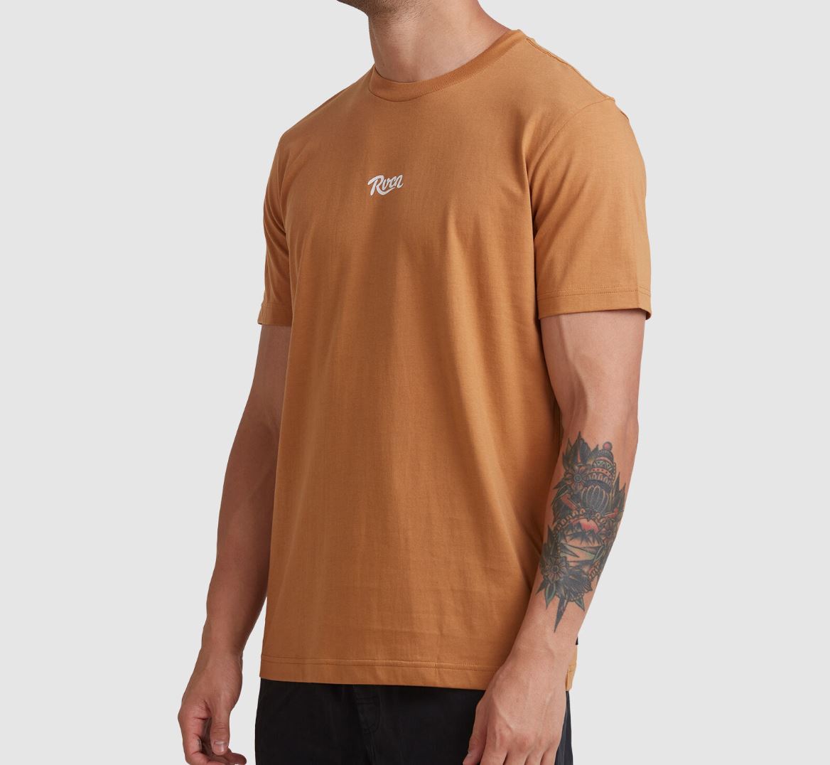 RVCA Script Mens Yellow-Brown T-Shirt Size Medium