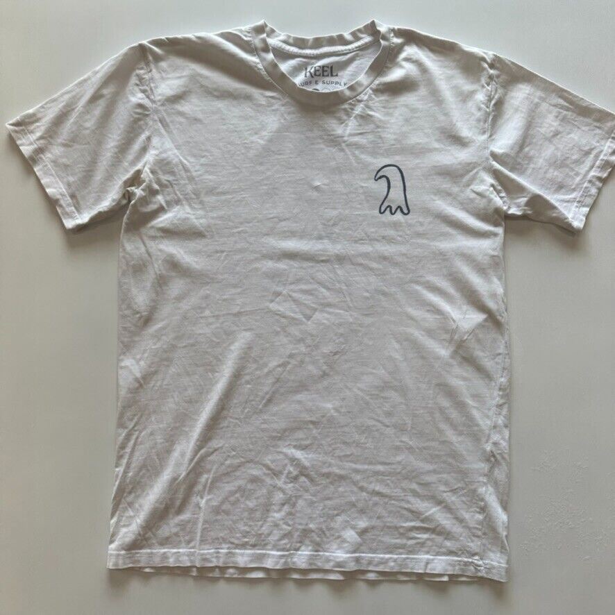 Keel Surf & Supply Mens White T-Shirt Size Medium