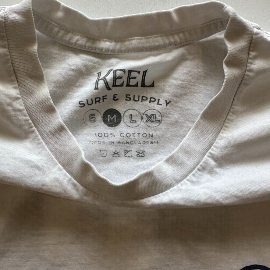 Keel Surf & Supply Mens White T-Shirt Size Medium
