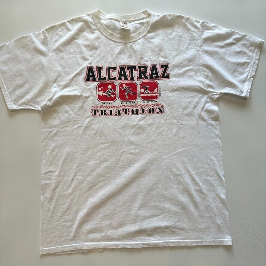 Alcatraz Dig Dash Swim Triathlon Mens White T-Shirt Size L