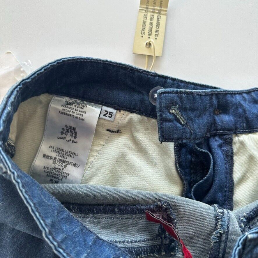 Guess Womens Signature Blue Denim Slim Fit Size 25 (New)