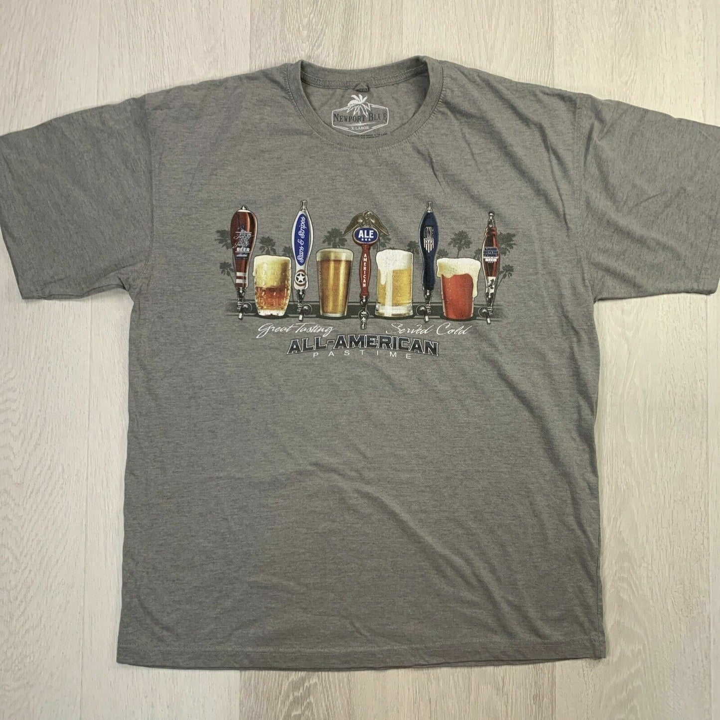 Newport Blue Beer Mens Grey T-Shirt Size XL