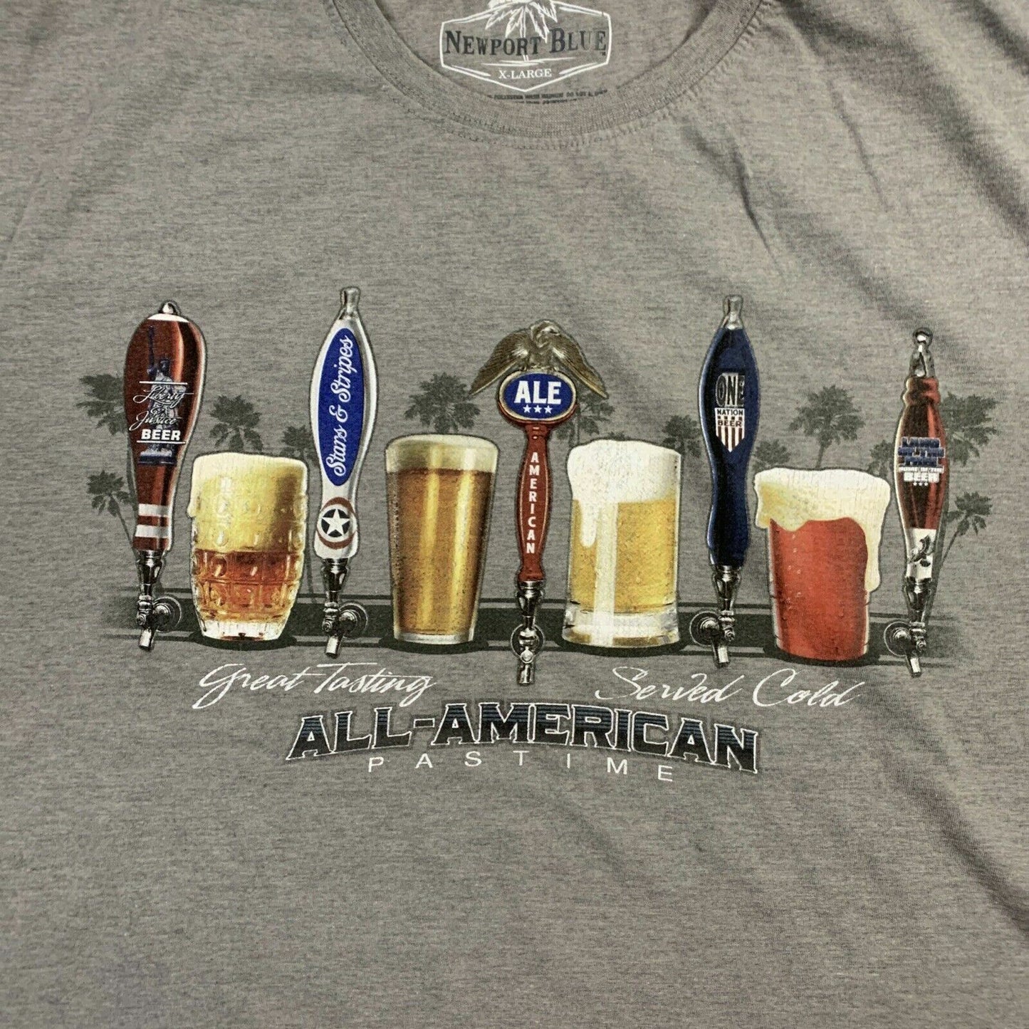 Newport Blue Beer Mens Grey T-Shirt Size XL