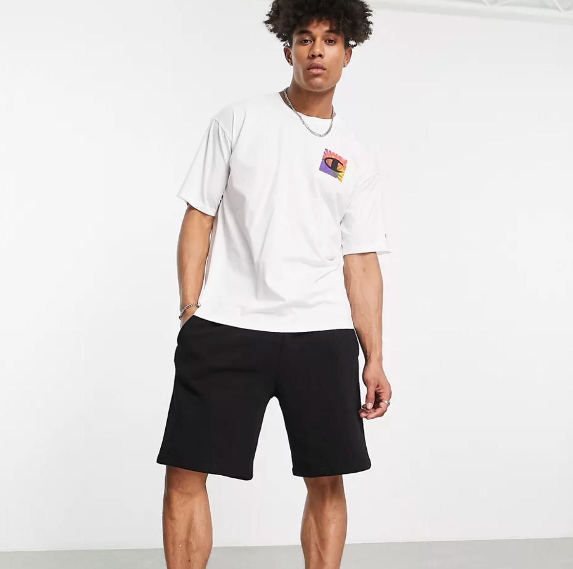 Champion Mens White T-Shirt With Tie-Dye Print Size Medium