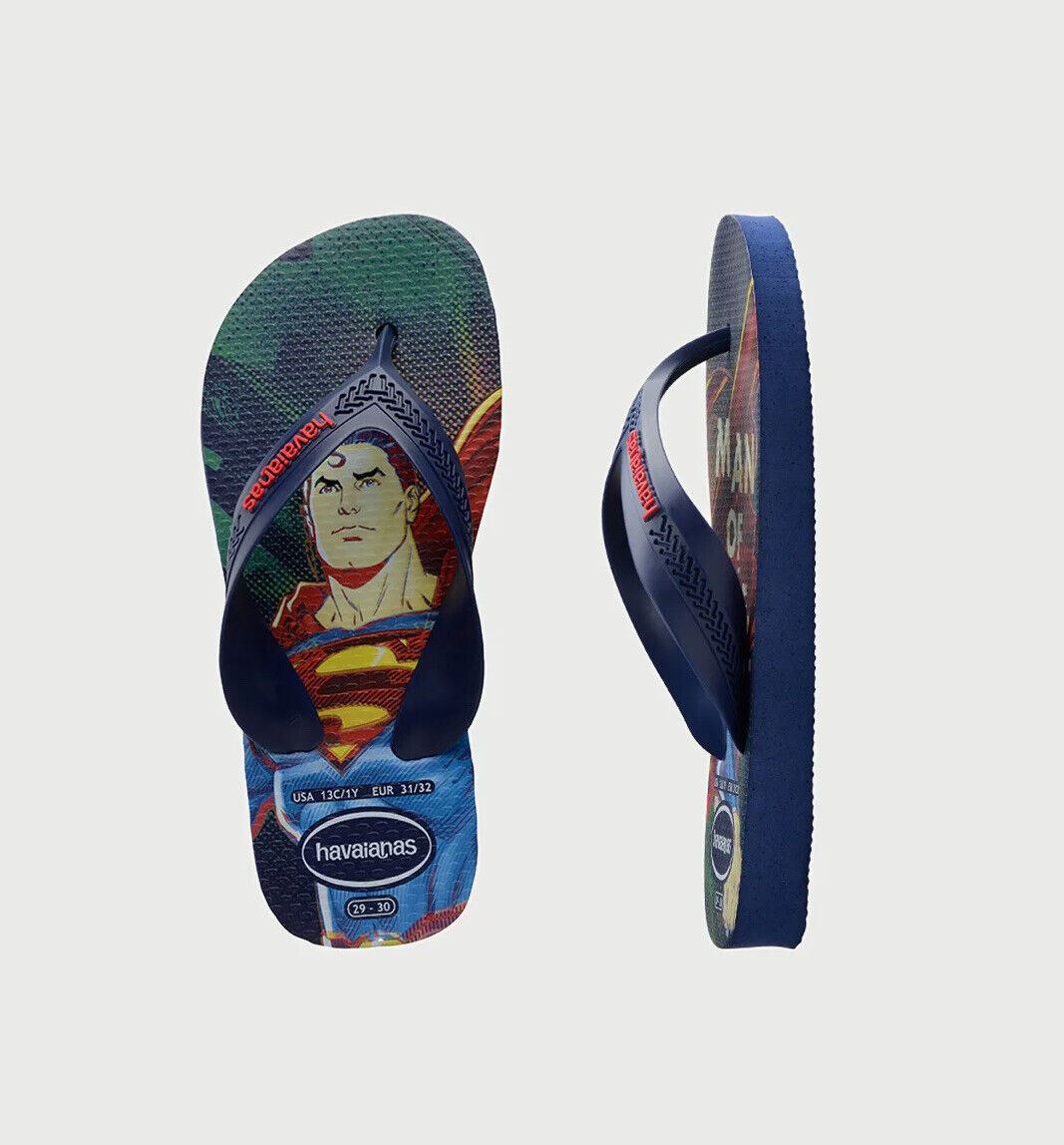 Havianas Kids Max Heroes SuperMan Navy Flip Flops Thongs Size EU 23/24 / US 7