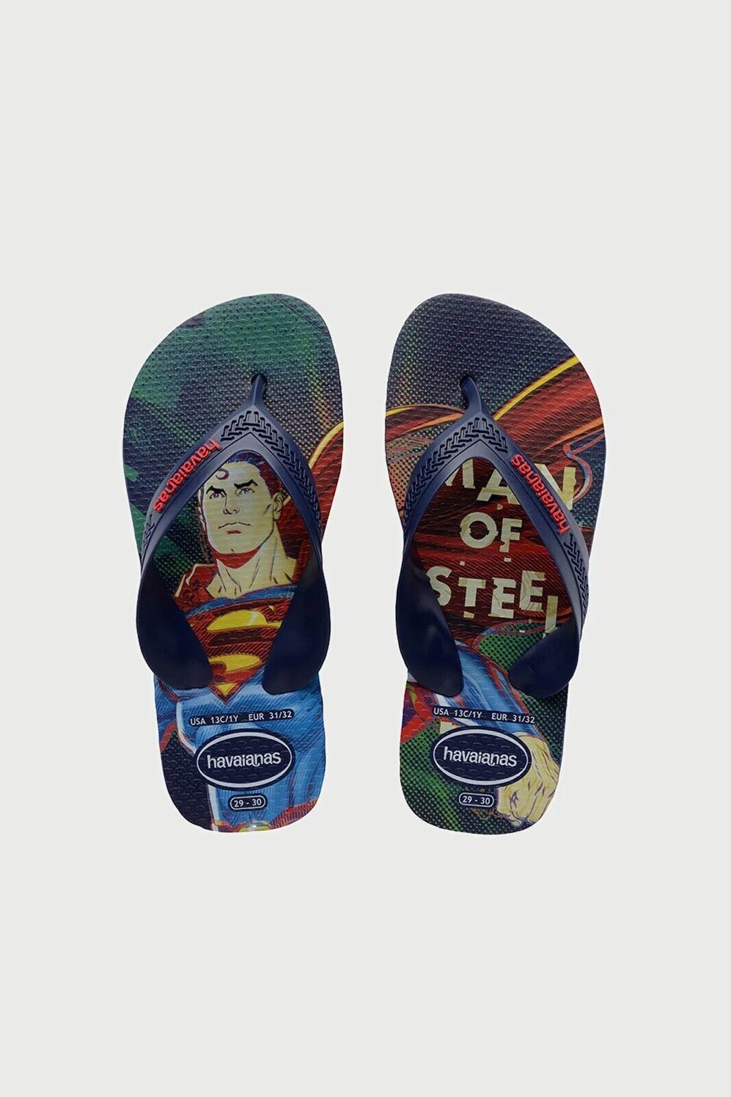 Havianas Kids Max Heroes SuperMan Navy Flip Flops Thongs Size EU 23/24 / US 7