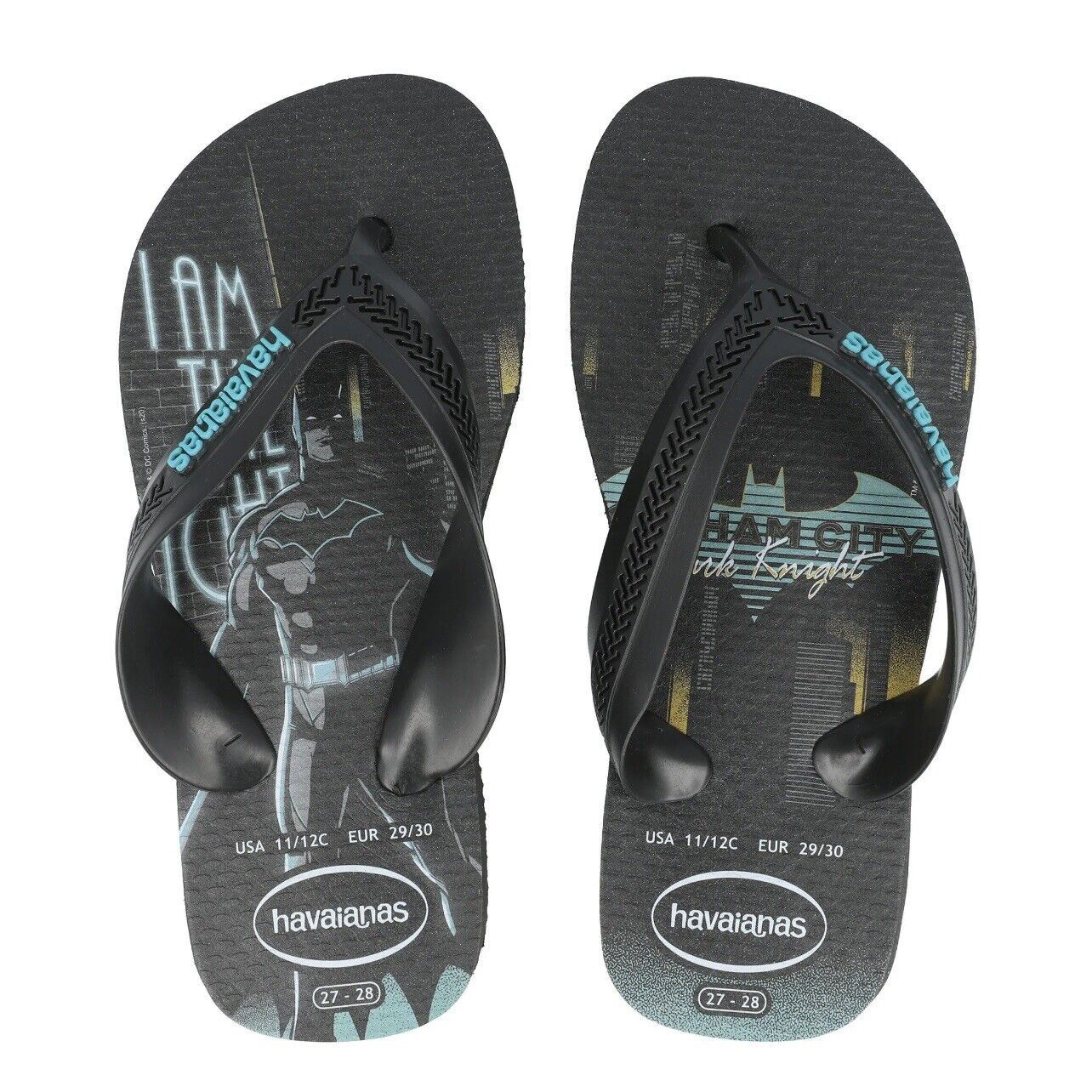 Havianas Kids Max Heroes Batman Black Flip Flops Thongs Size EU 25/26 - US 9