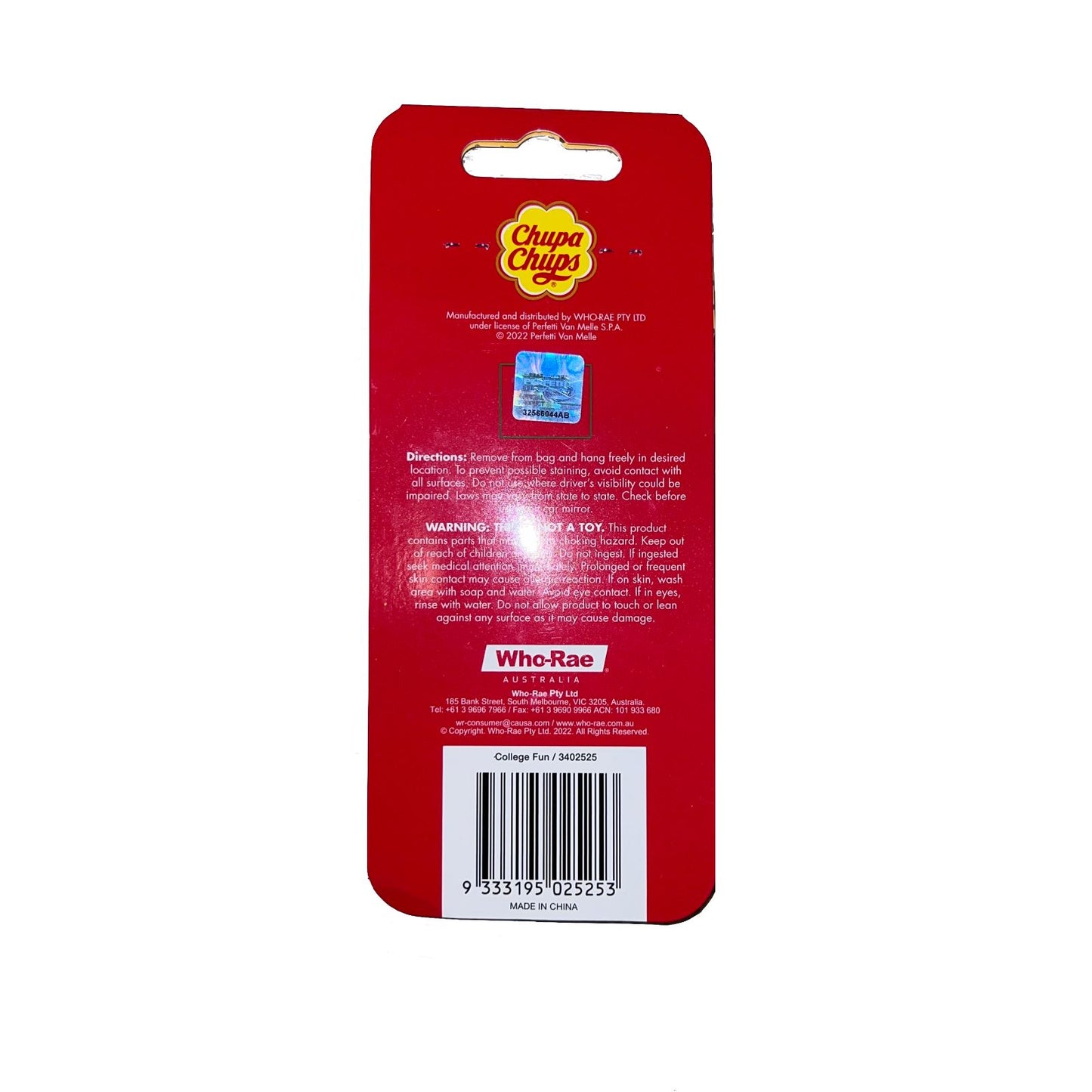 Chupa Chups Car Airfresher - Peaches & Cream