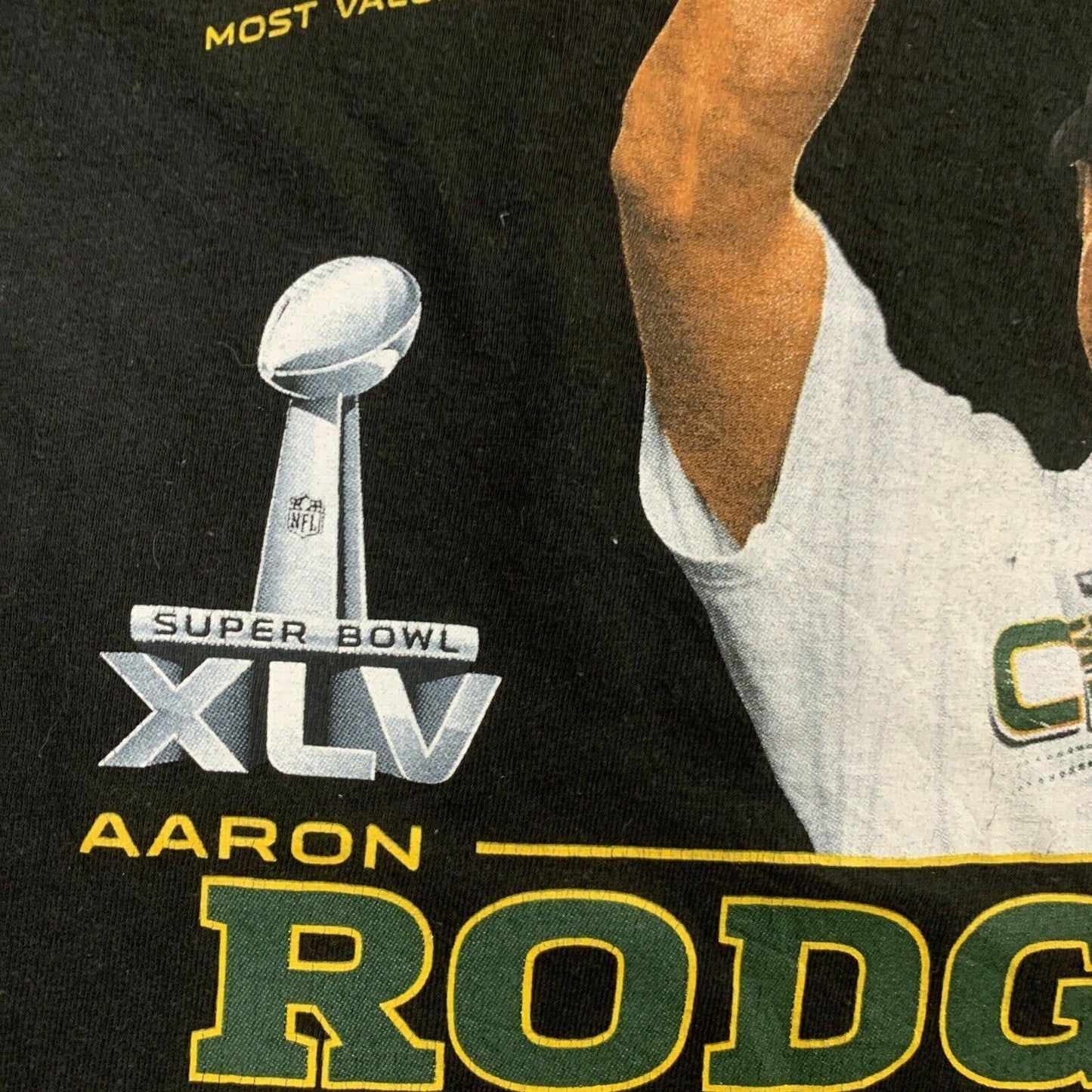 Reebok Aaron Rodgers MVP 2011 Green Bay Packers Mens Black T-Shirt Size Small