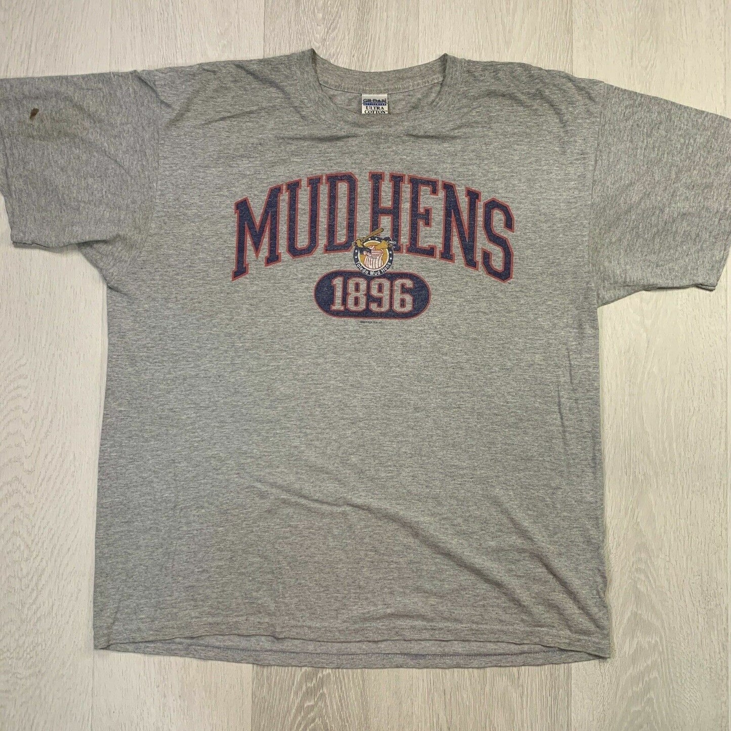 Vintage Toledo Mud Hens Minor League Baseball Mens Grey T-shirt Size XL
