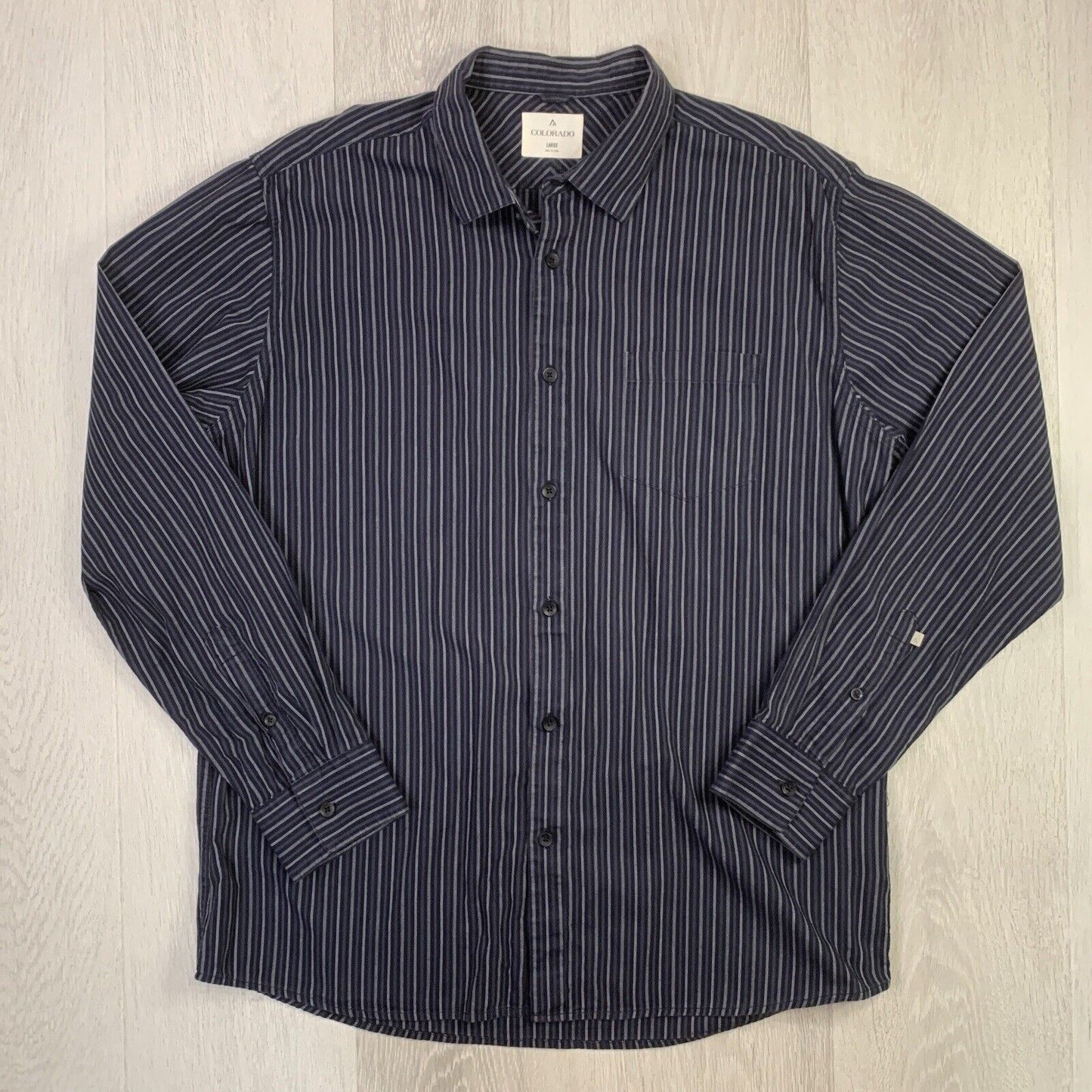 Colorado Mens Striped Long Sleeve Button Up Shirt Size Large