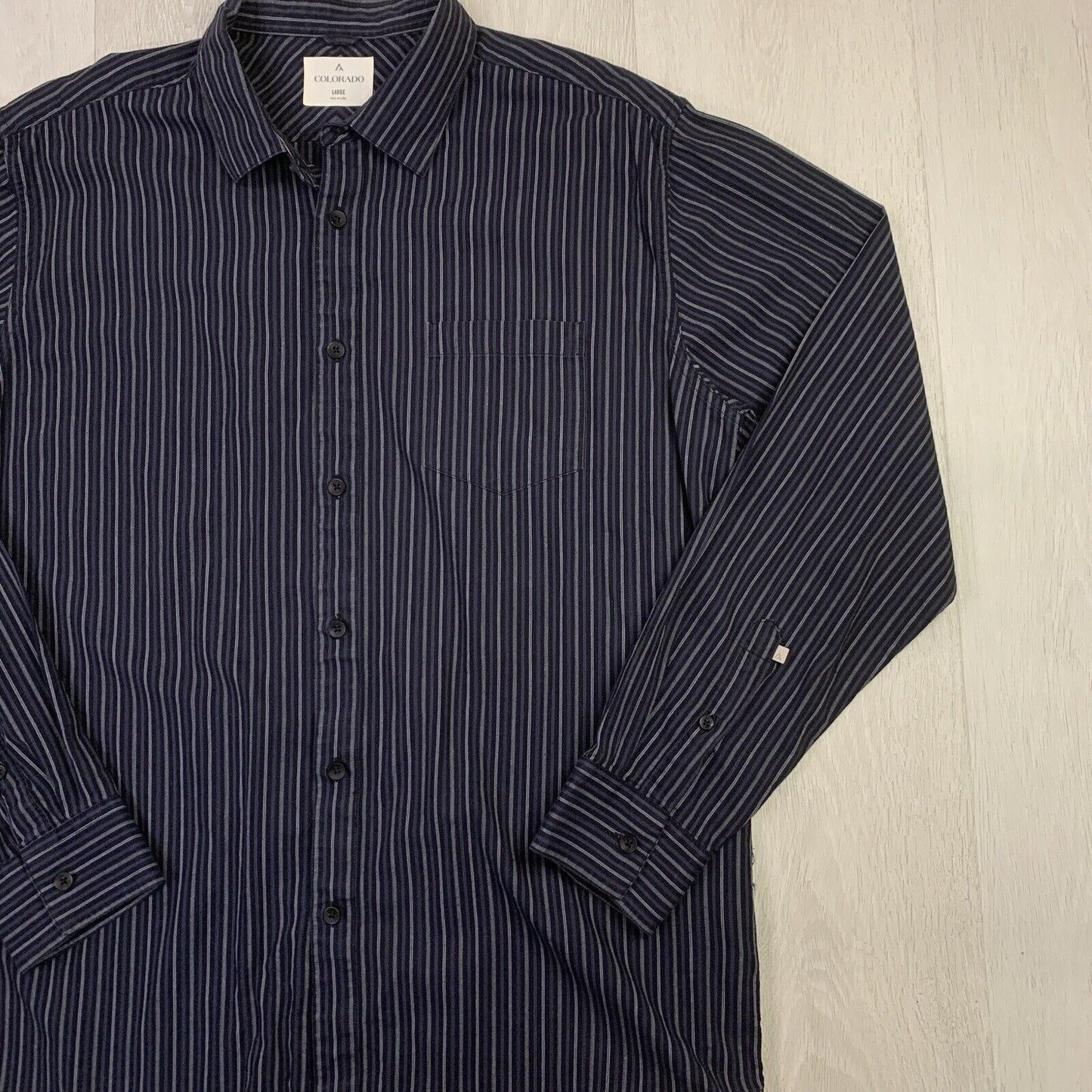 Colorado Mens Striped Long Sleeve Button Up Shirt Size Large