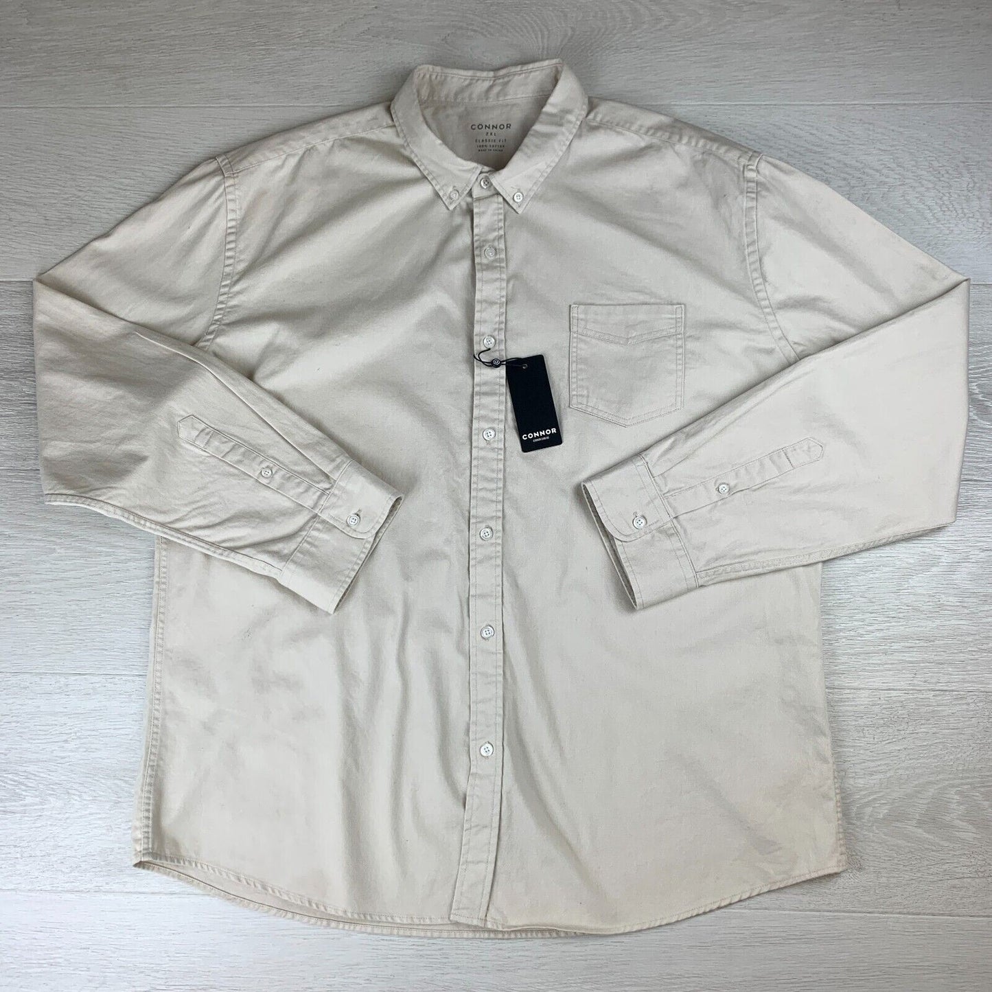 Connor Frampton Casual Button Up Shirt in Stone Mens Size 2XL