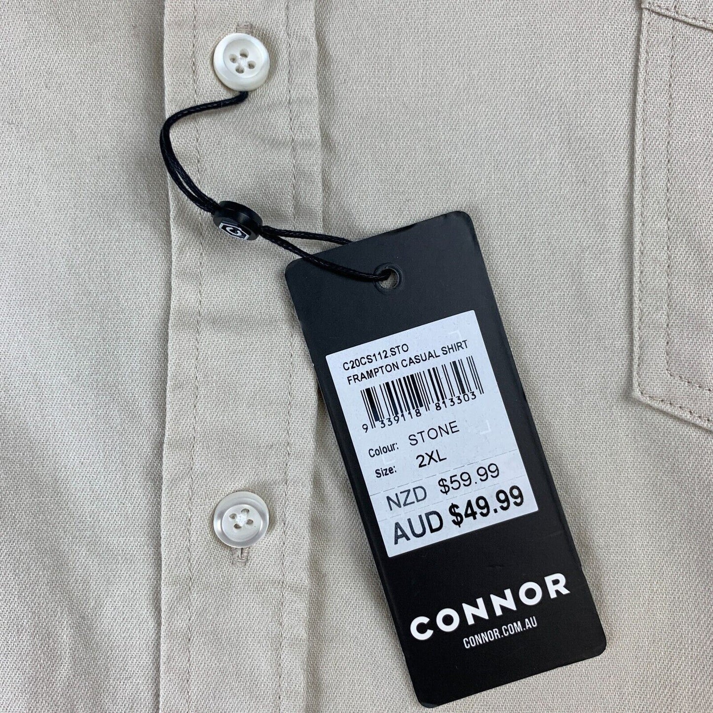 Connor Frampton Casual Button Up Shirt in Stone Mens Size 2XL