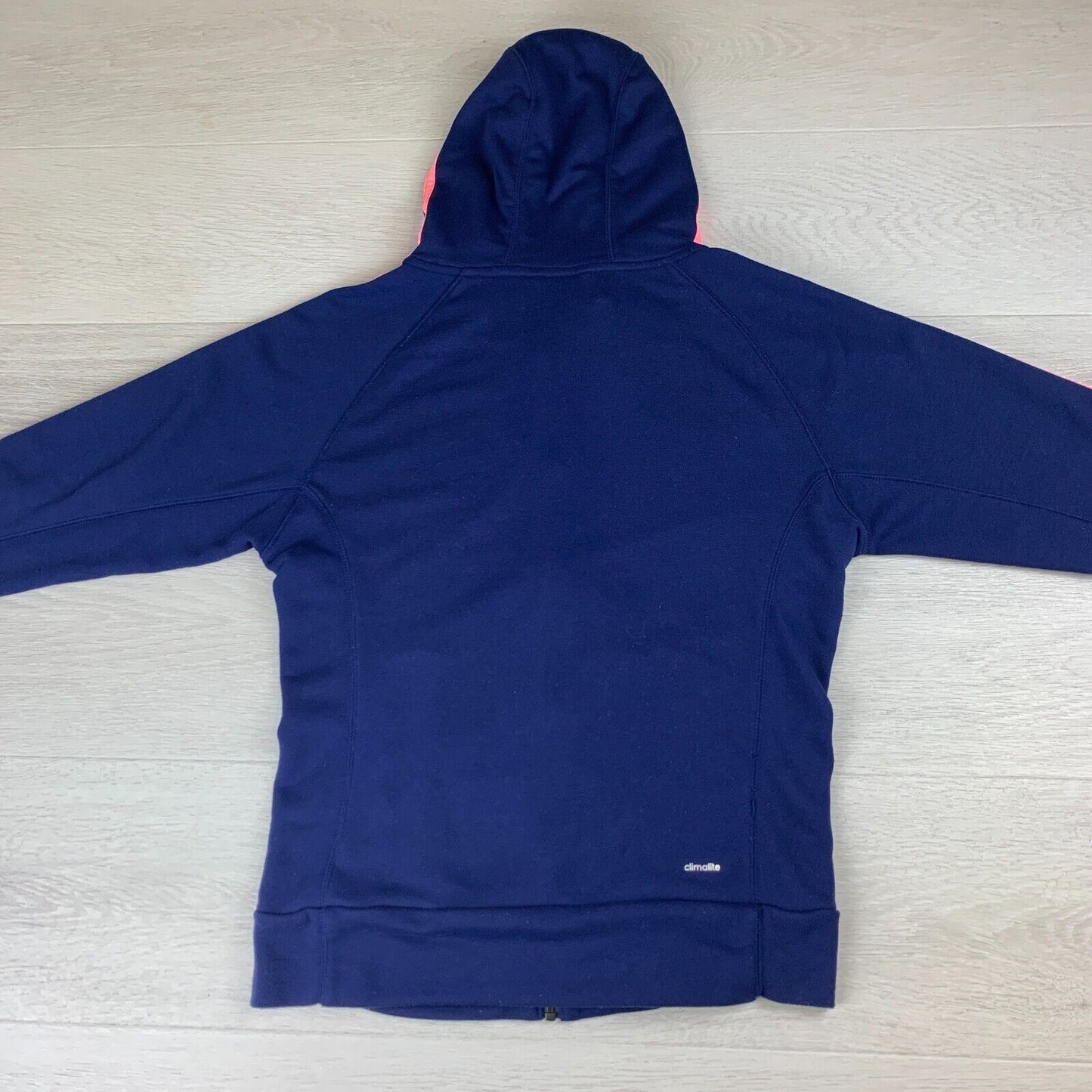 adidas Womens Navy Blue & With Pink Stripe Hoodie Size Small