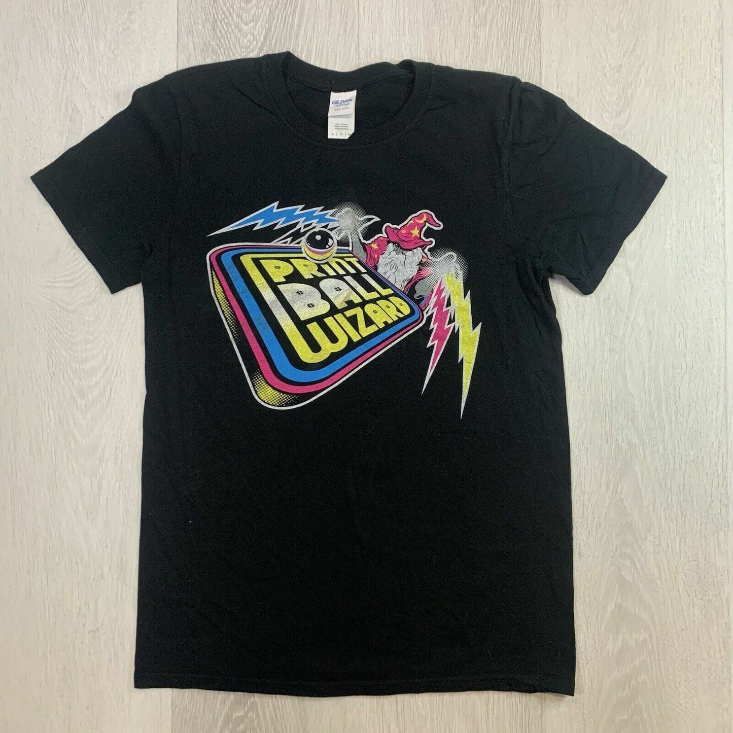 Print Ball Wizard Mens Black T-Shirt Size Small